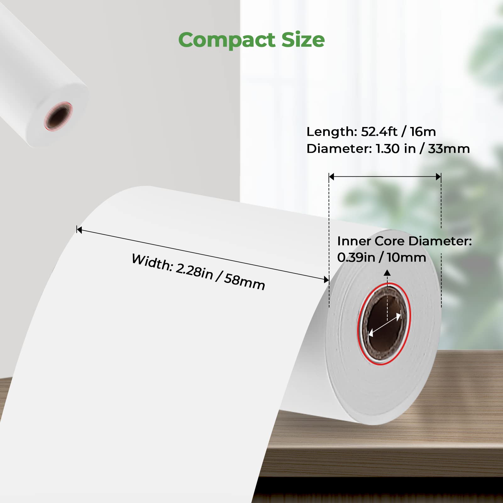 MUNBYN 2 1/4" x 50' Thermal Paper (50 Rolls), BPA Free Receipt Paper, 58mm Thermal Receipt Papers Fits All 58mm Thermal POS Printer, Square Terminal Credit Card Machines thick enough printers clearly