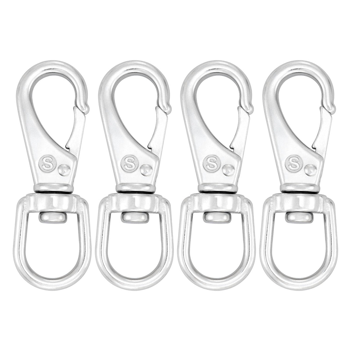 SHONAN Stainless Steel Flag Clips for Flagpole Rope- 4 Pack 3.5 Inch Swivel Snap Hook Flag Pole Clips, Diving Clips Spring Hooks for Dog leashes, Keychains, Boat Ropes, Bird Feeders