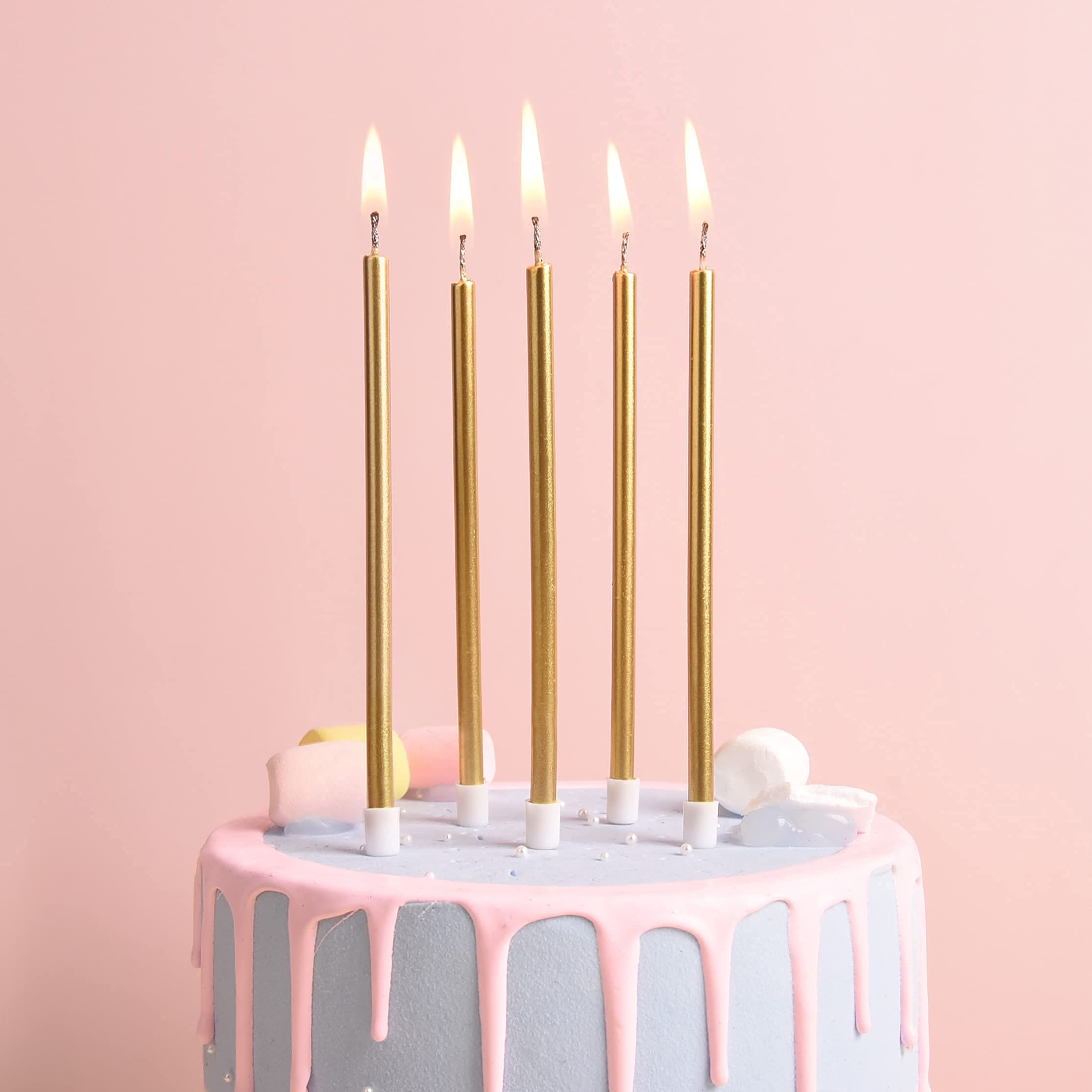 PHD CAKE Gold Long Thin Metallic Birthday Candles, Cake Candles, Birthday Parties, Wedding Decorations, Party Candles, Cake Decorations