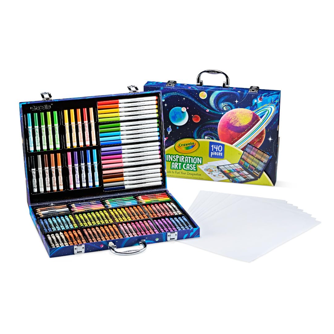 Crayola Inspiration Art Case Malset, 140 Teile Weltraum-Thema – Malkoffer für Kinder, Wachsmalstifte, Filzstifte, Buntstifte, Geschenk für Jungen und Mädchen, Alter 5, 6, 7, 8 [Amazon Exclusive]