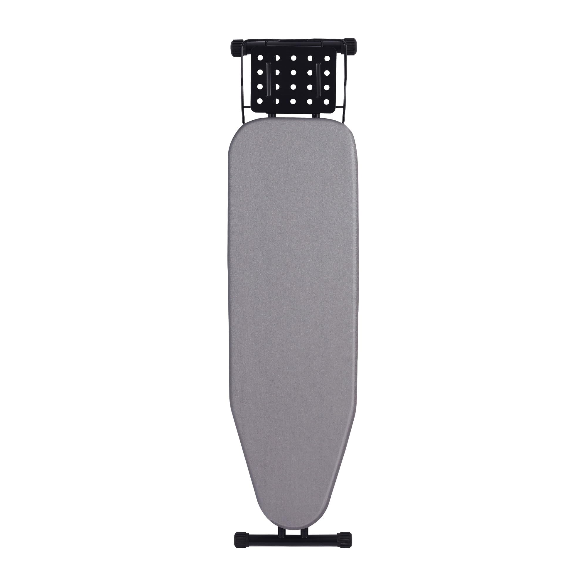 Jakeefud Deluxe Ironing Board with Heat Resistant Cover and Thicken Felt Pad, Heavy Sturdy Legs,Full Size Hanger Iron Board,Foldable (L-Grey)