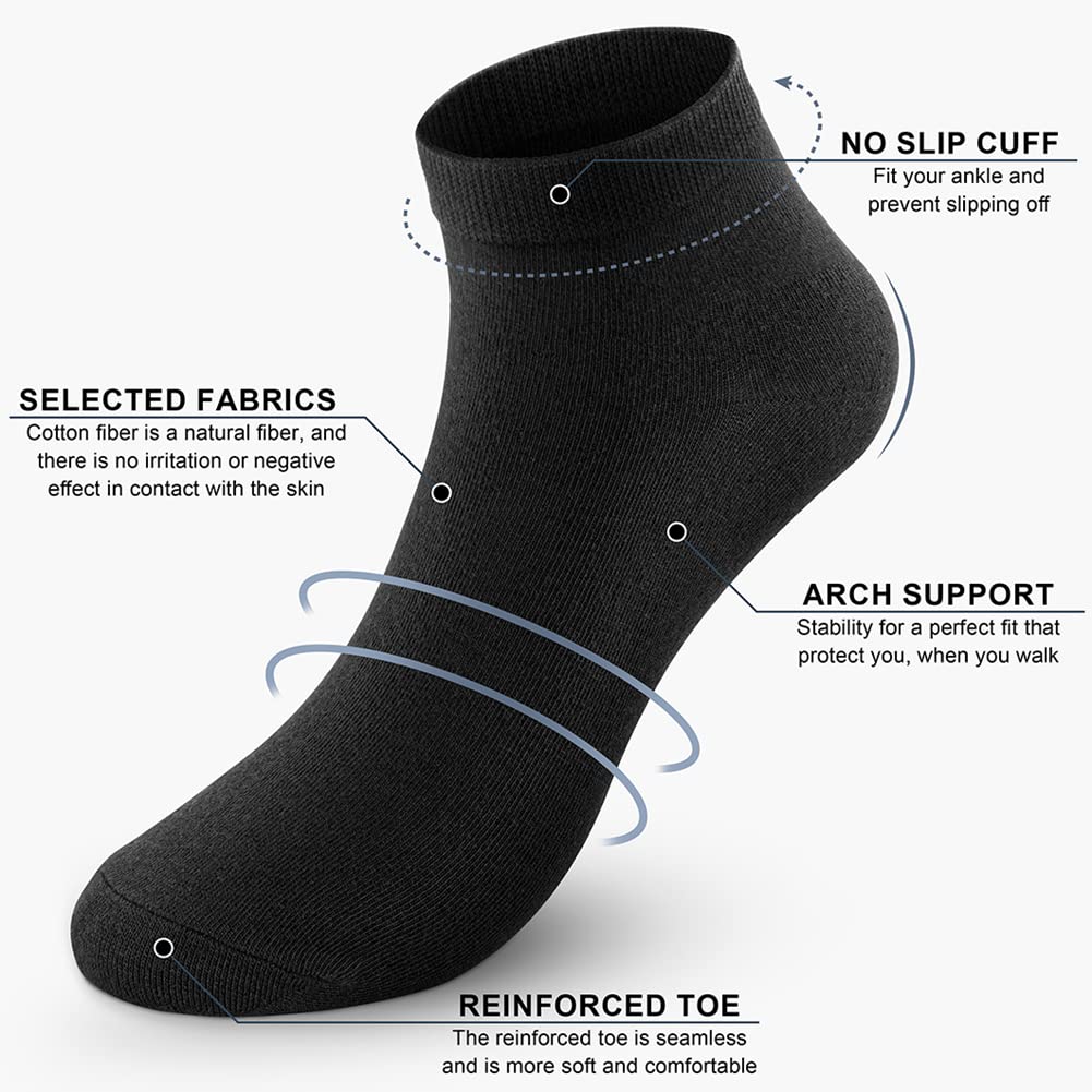 CHARMKING 8 Pairs Ankle Socks for Women - Non Slip Cotton No Show Classic Low Cut Casual Socks (White)