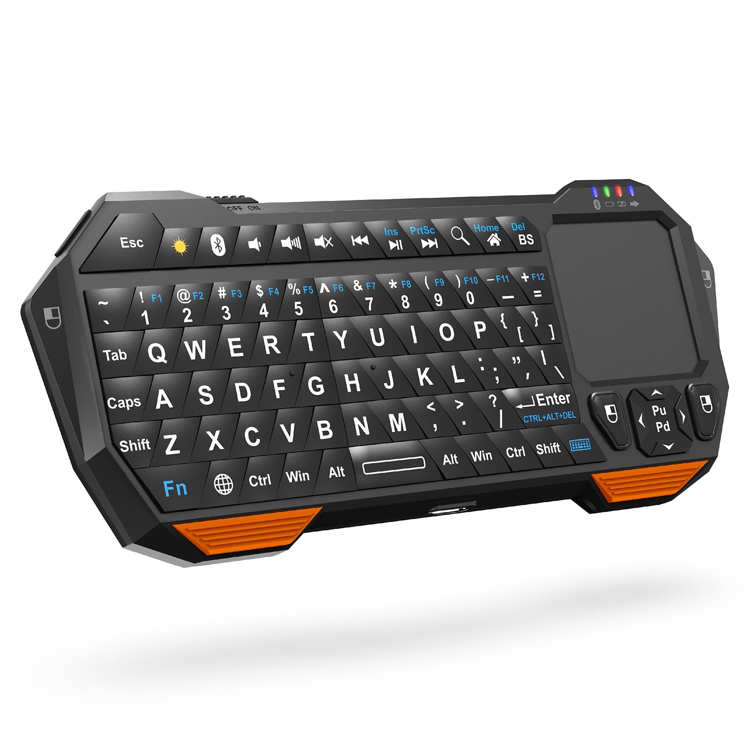 Fosmon Mini Bluetooth Tastatur (QWERTY-Tastatur), kabellos tragbar mit Touchpad, kompatibel mit Apple TV, Amazon Fire Stick, PS4, PS4 Pro, PS5, HTPC/IPTV, VR-Brillen, Smartphones