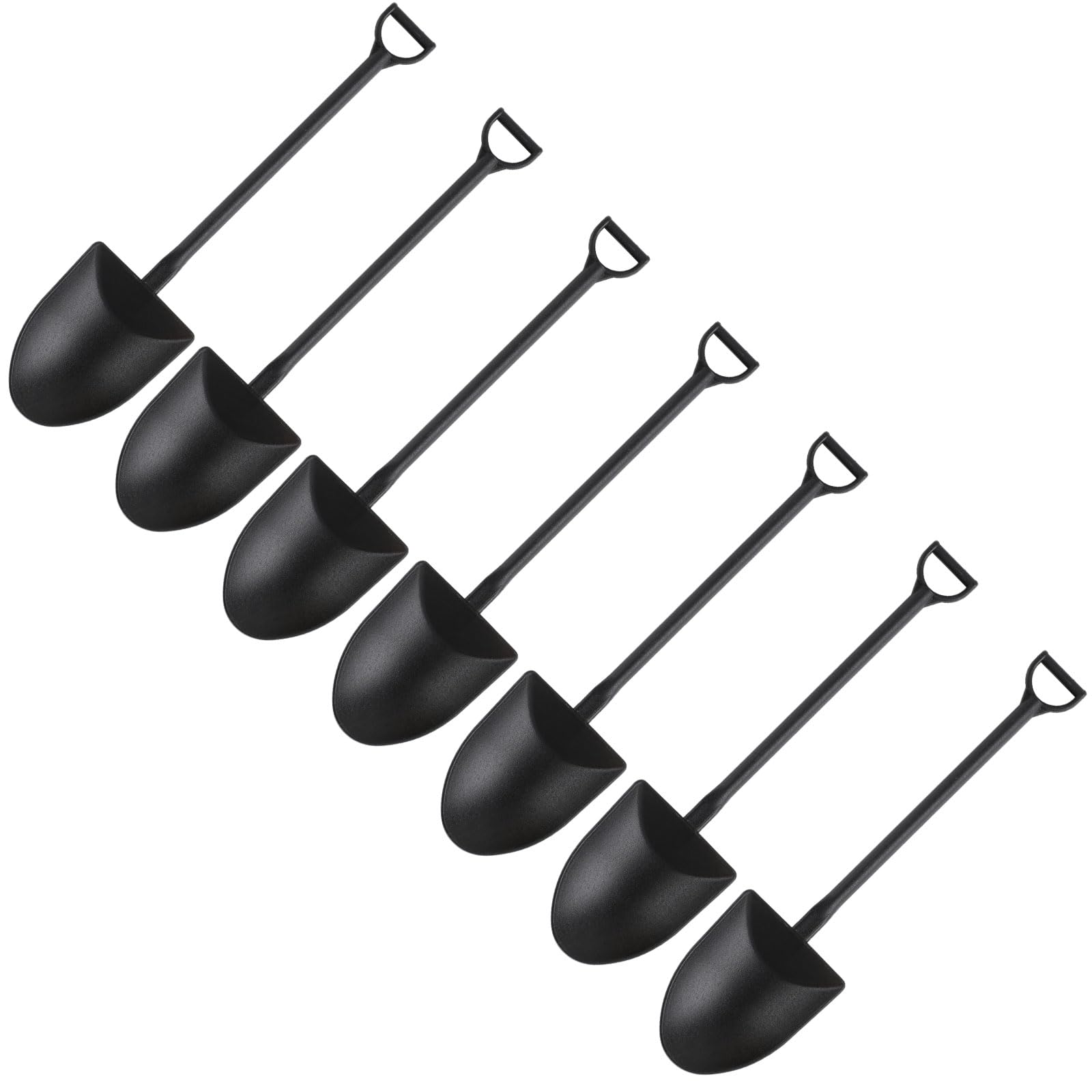 CCINEE 50pcs Mini Shovel Spoons for Desserts, Disposable Plastic Icecream Spoons Shovel Shape Cute Black Spoon for Family And Halloween Party