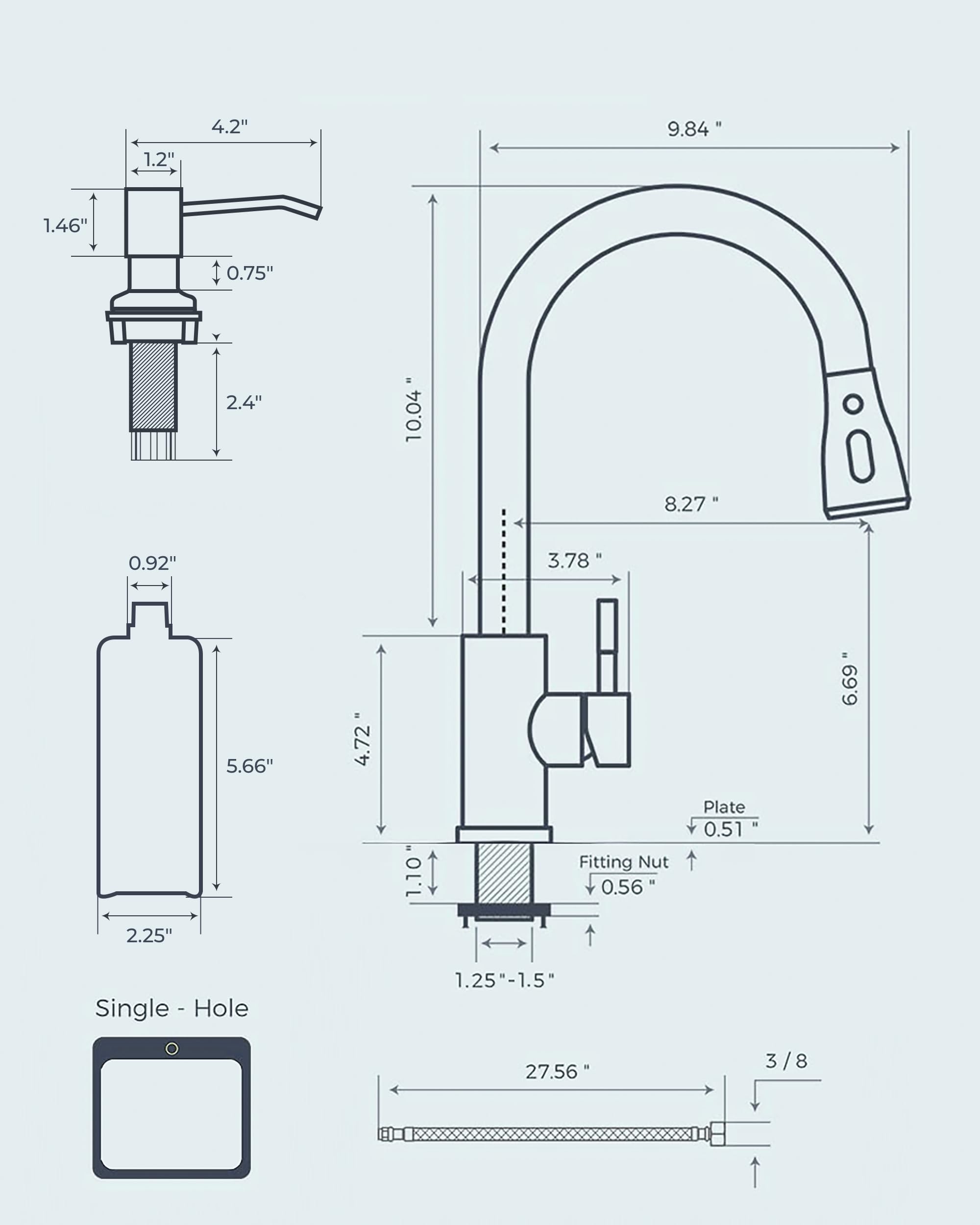 FORIOUS Black Kitchen Faucet with Soap Dispenser and Pull Down Sprayer, Bar High Arc Single Handle Classic 3 Modes Stainless Steel Faucet for Kitchen Sink Farmhouse RV Laundry Camper