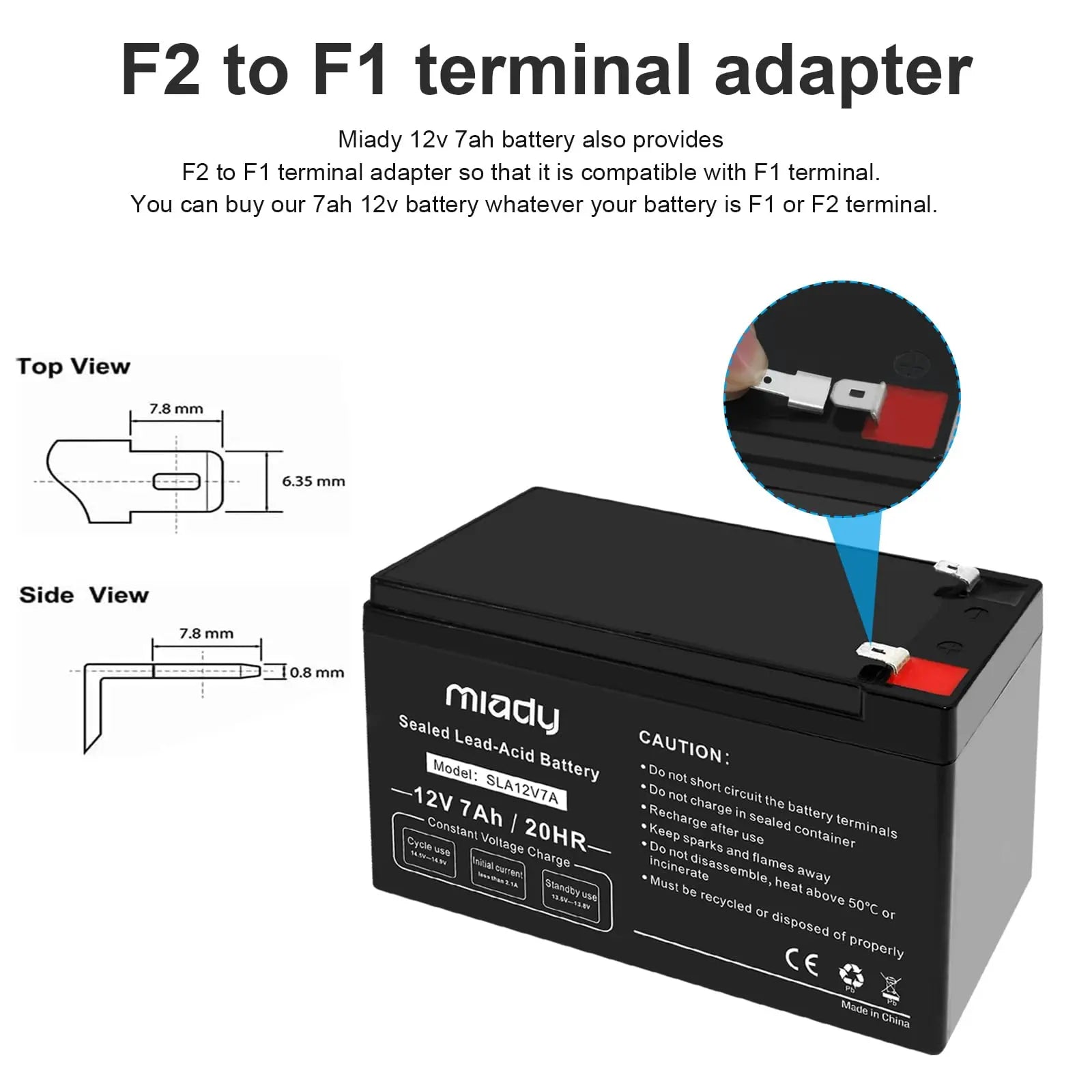 Miady 12V 7Ah Rechargeable Sealed Lead Acid Battery (2 Pack)