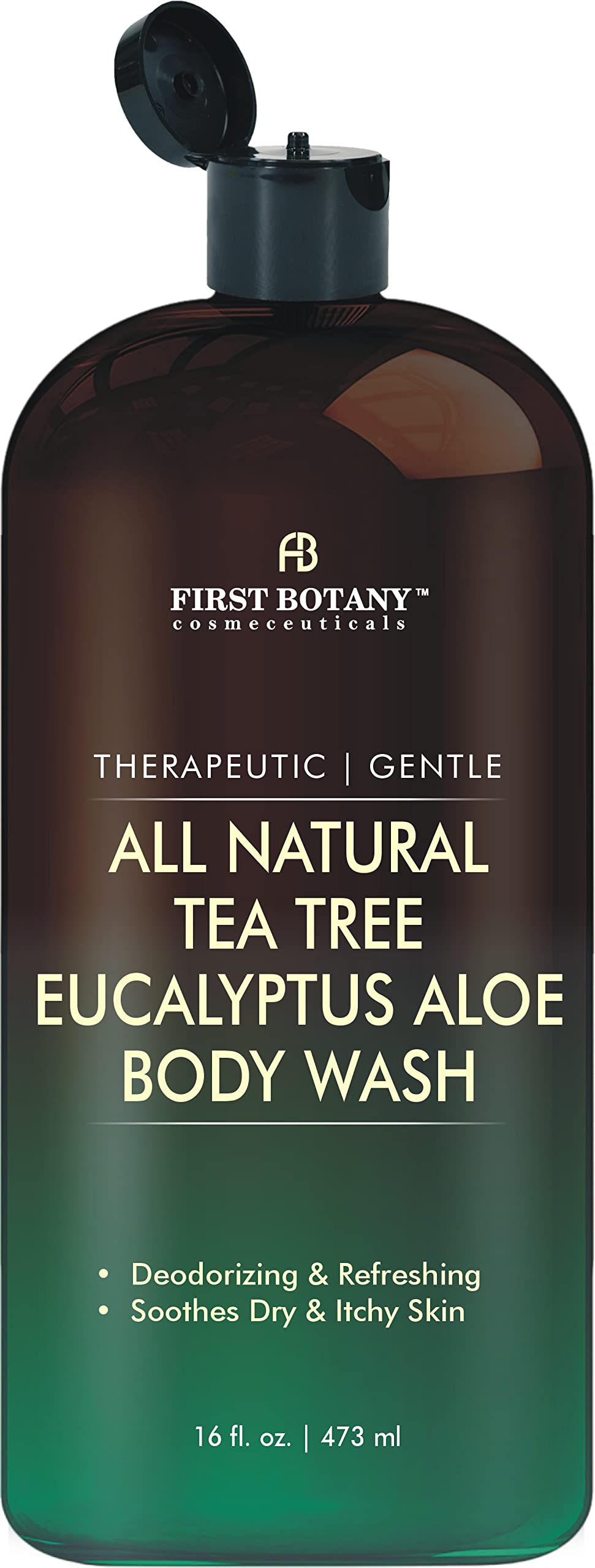 First Botany, Rein natürliches Duschgel – Bekämpft Körpergeruch, Fußpilz, Leistenflechte, Nagelprobleme, Schuppen, Akne, Ekzeme, Duschgel für Frauen und Männer, Hautreiniger – 473 ml (Teebaum Eukalyptus)