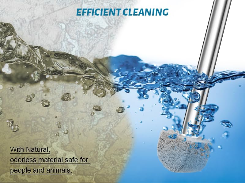 YINGMORE Pumice Stone Toilet Bowl Cleaner Toilet Deep Cleaning,Bathroom Cleaner Brush with Long Handle for Remove Hard Water Stains with Toilet Handle+ Pumice Stones