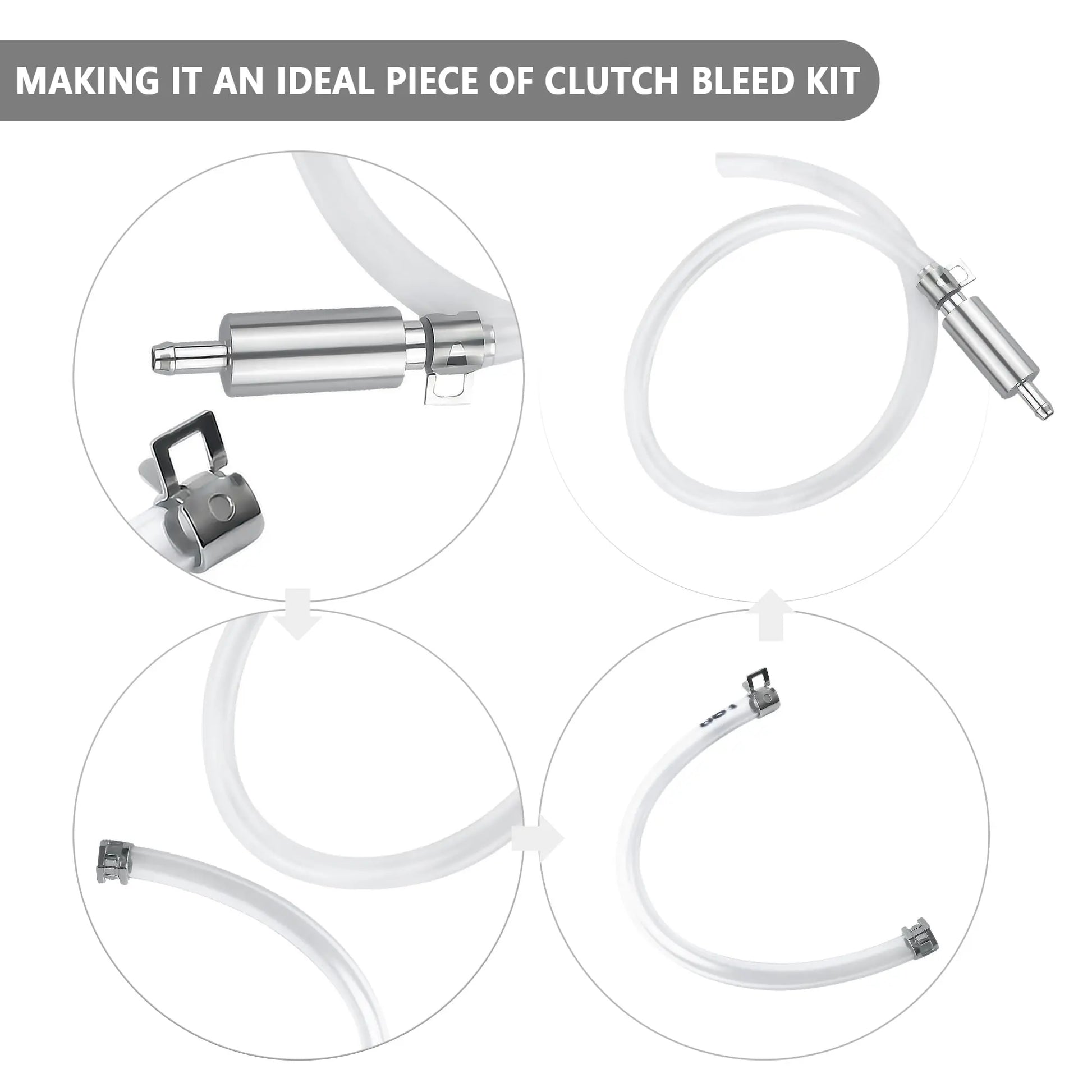 IHOTDER Car Brake Bleeder Hose with One Way Check Valve,Durable Brake Fluid Bleeder Hoses Replacement,Universal Brake Bleeder Tool Car Accessories for Car Motorbike Bike (1 Set)