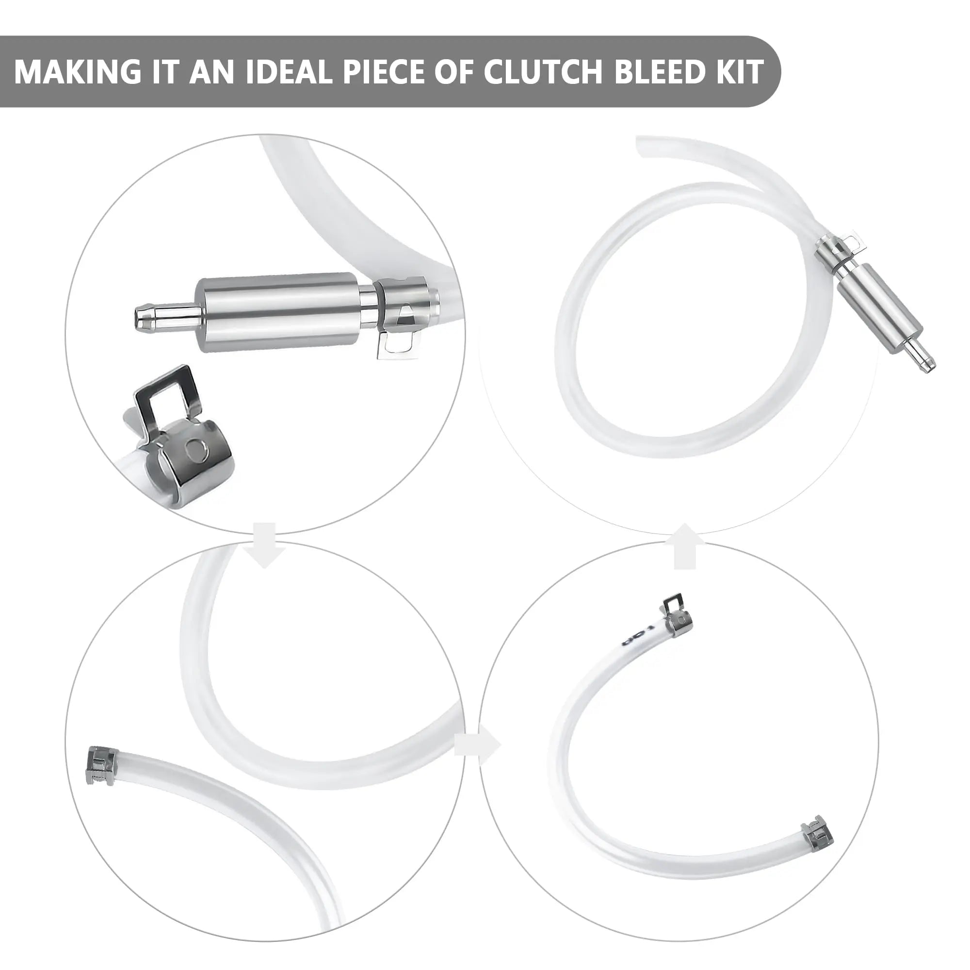 IHOTDER Car Brake Bleeder Hose with One Way Check Valve,Durable Brake Fluid Bleeder Hoses Replacement,Universal Brake Bleeder Tool Car Accessories for Car Motorbike Bike (1 Set)