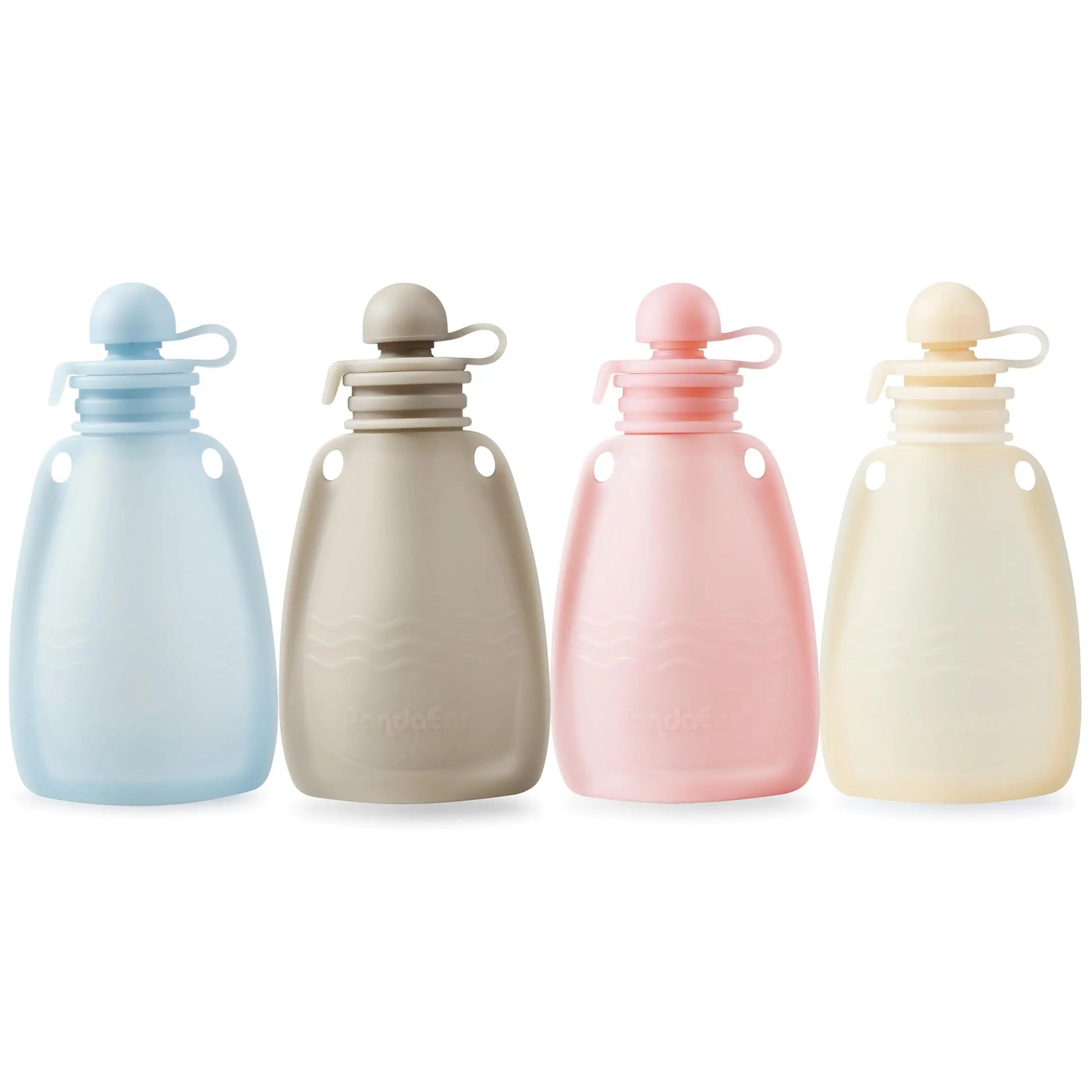 PandaEar Reusable Silicone Baby Food Pouches, 4 Pack Squeeze Pouches for Toddler Kids, BPA-Free Silicone Refillable Baby Food Storage, 5.5 oz
