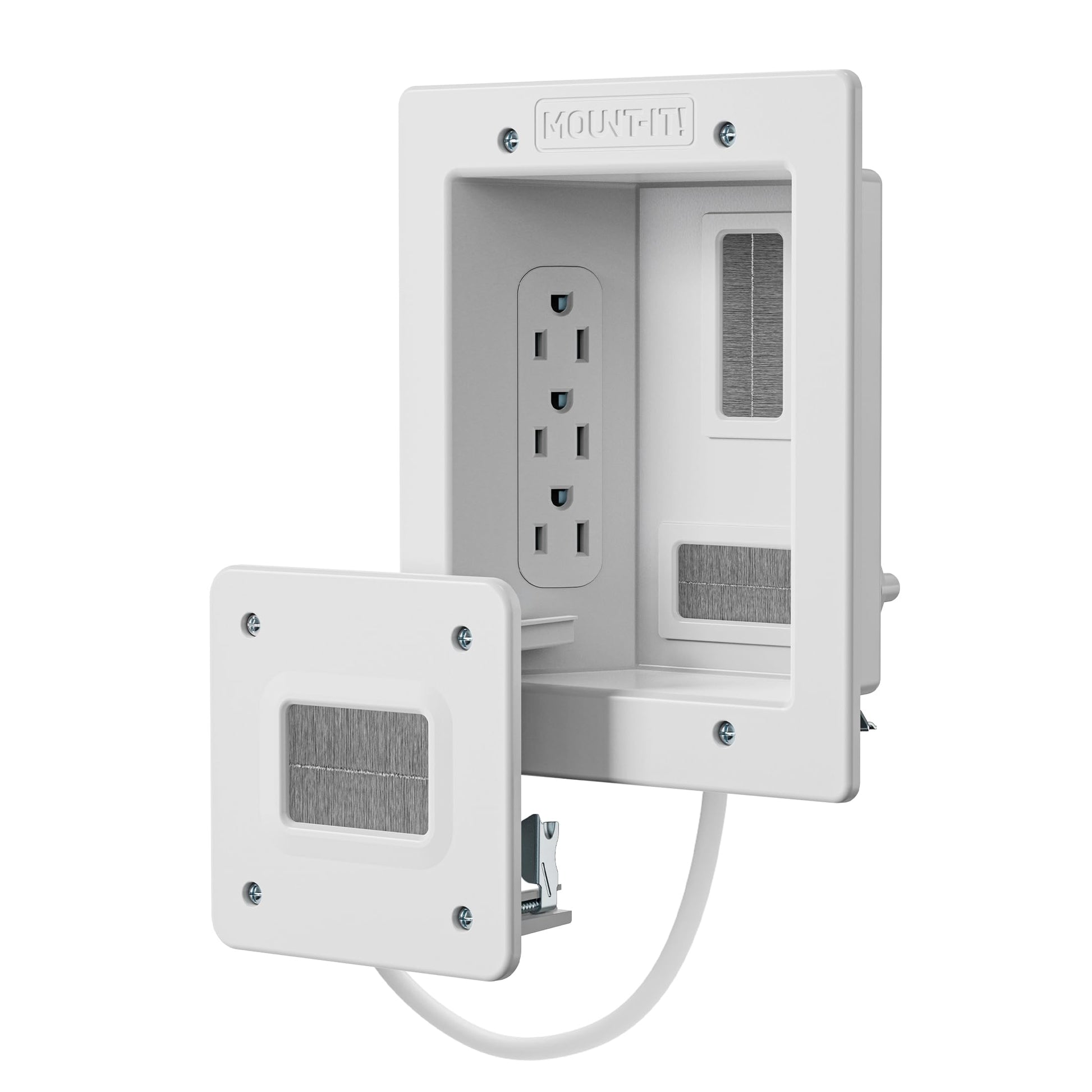Mount-It! in-Wall TV Cable Concealer Kit with Recessed Power – Triple Outlet, 9ft Cord, and Hand Saw – Easy, Safe Cable Management for Organized TV and Home Theater Setups