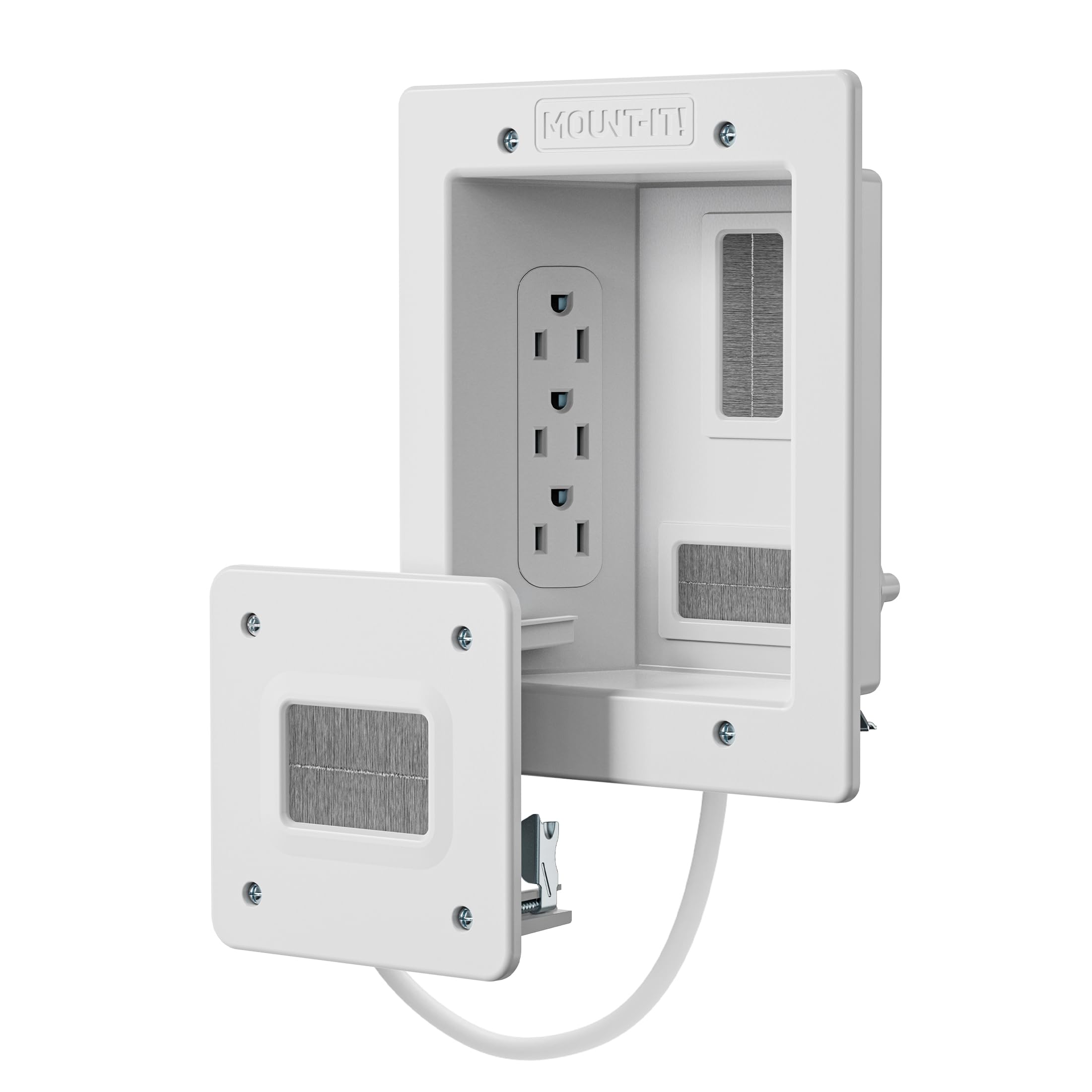 Mount-It! in-Wall TV Cable Concealer Kit with Recessed Power – Triple Outlet, 9ft Cord, and Hand Saw – Easy, Safe Cable Management for Organized TV and Home Theater Setups