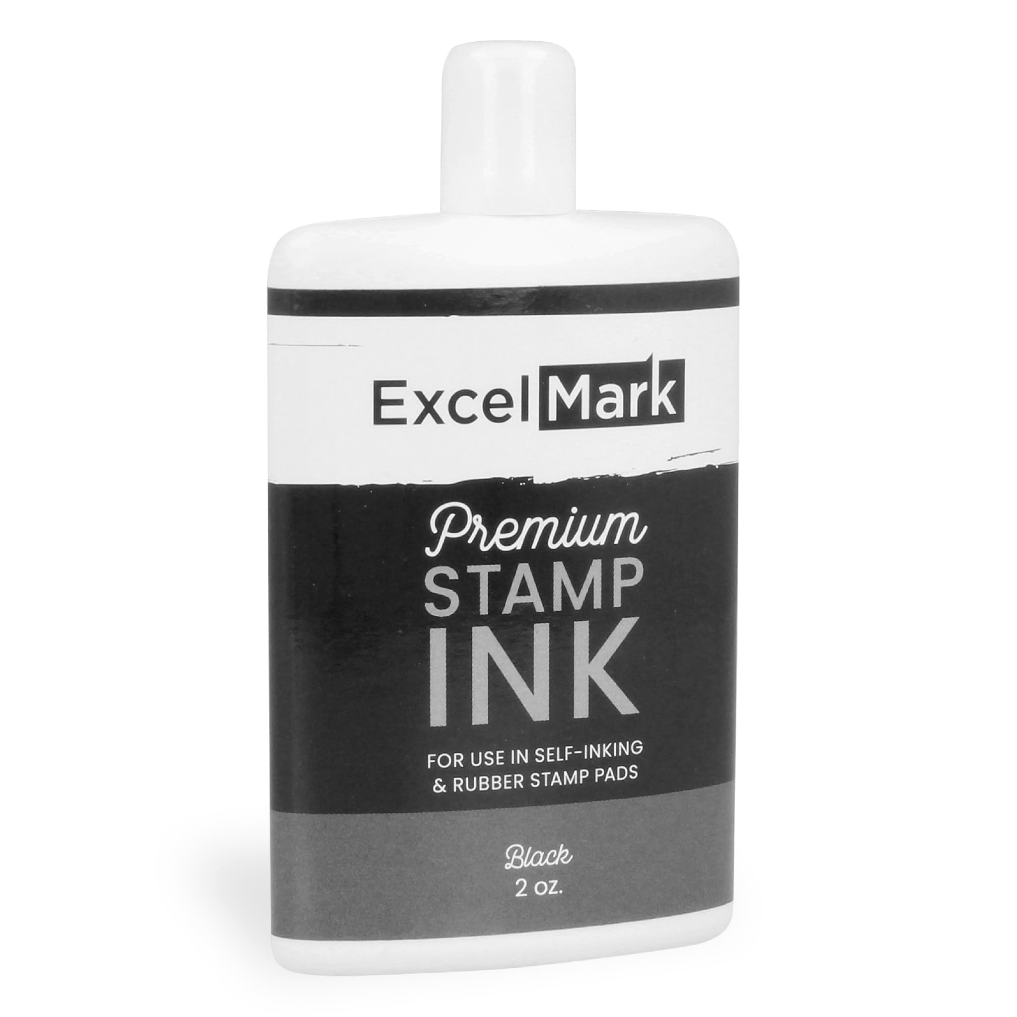 ExcelMark Selbstfärbender Stempel Nachfülltinte – 2 oz. – Schwarze Tinte