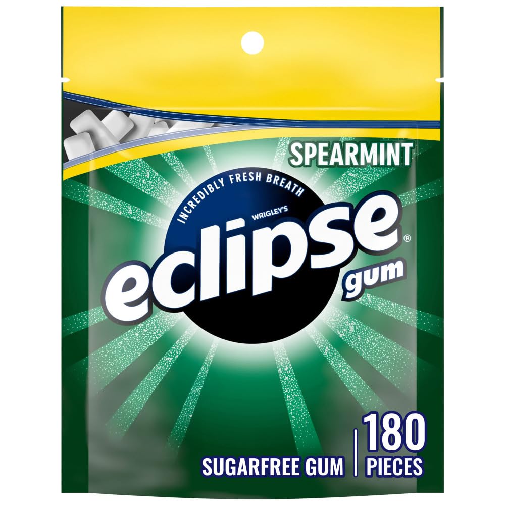 ECLIPSE Spearmint Kaugummi zuckerfrei, Minzkaugummi-Großpackung, 249 g (Beutel mit 180 Stück)