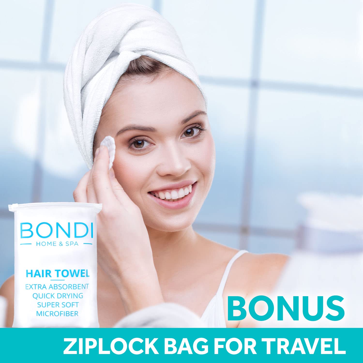 Bondi SPA Microfiber Hair Towel – Dries Hair 50% Faster – Anti-Frizz – Highly Absorbent & Super Soft - XL (42 x 22) - Rectangle