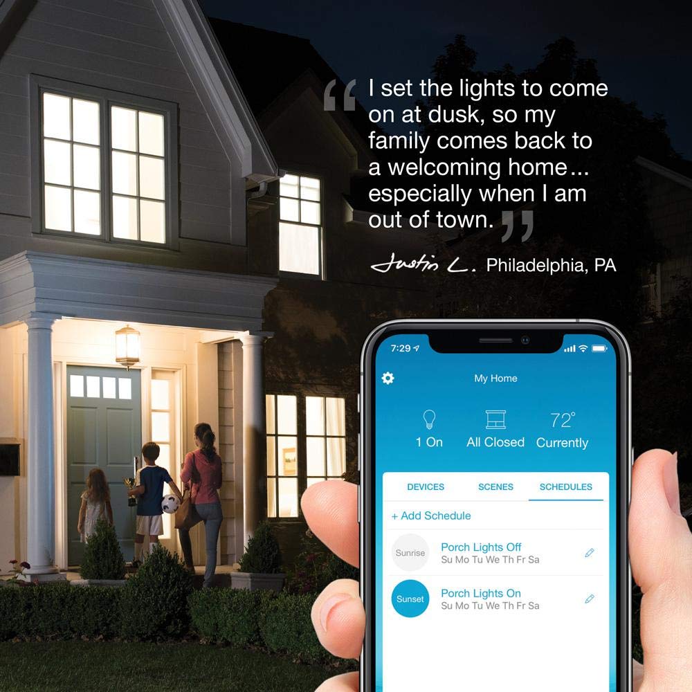 Lutron Caseta Smart Lighting Smart Hub for Light Bulbs and Fans, Compatible w/ Amazon Alexa, Apple Homekit, Google Home, 75 Device Capacity, L-BDG2-WH, White