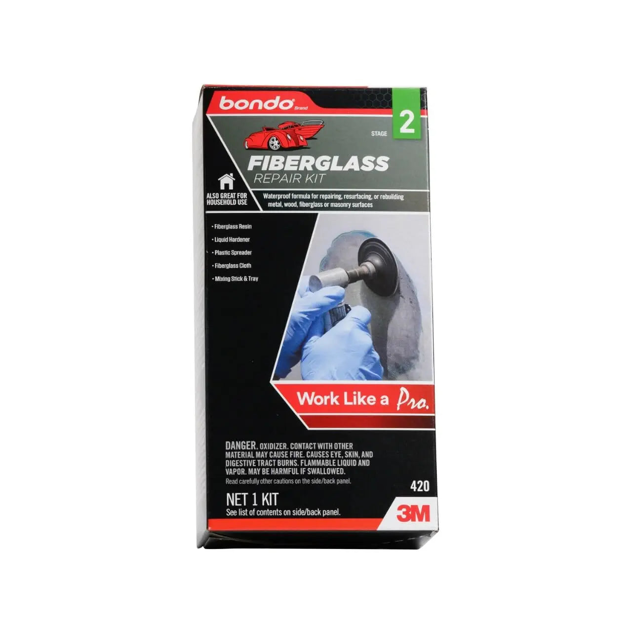 Bondo Fiberglass Resin Repair Kit, 00420, 0.45 Pint