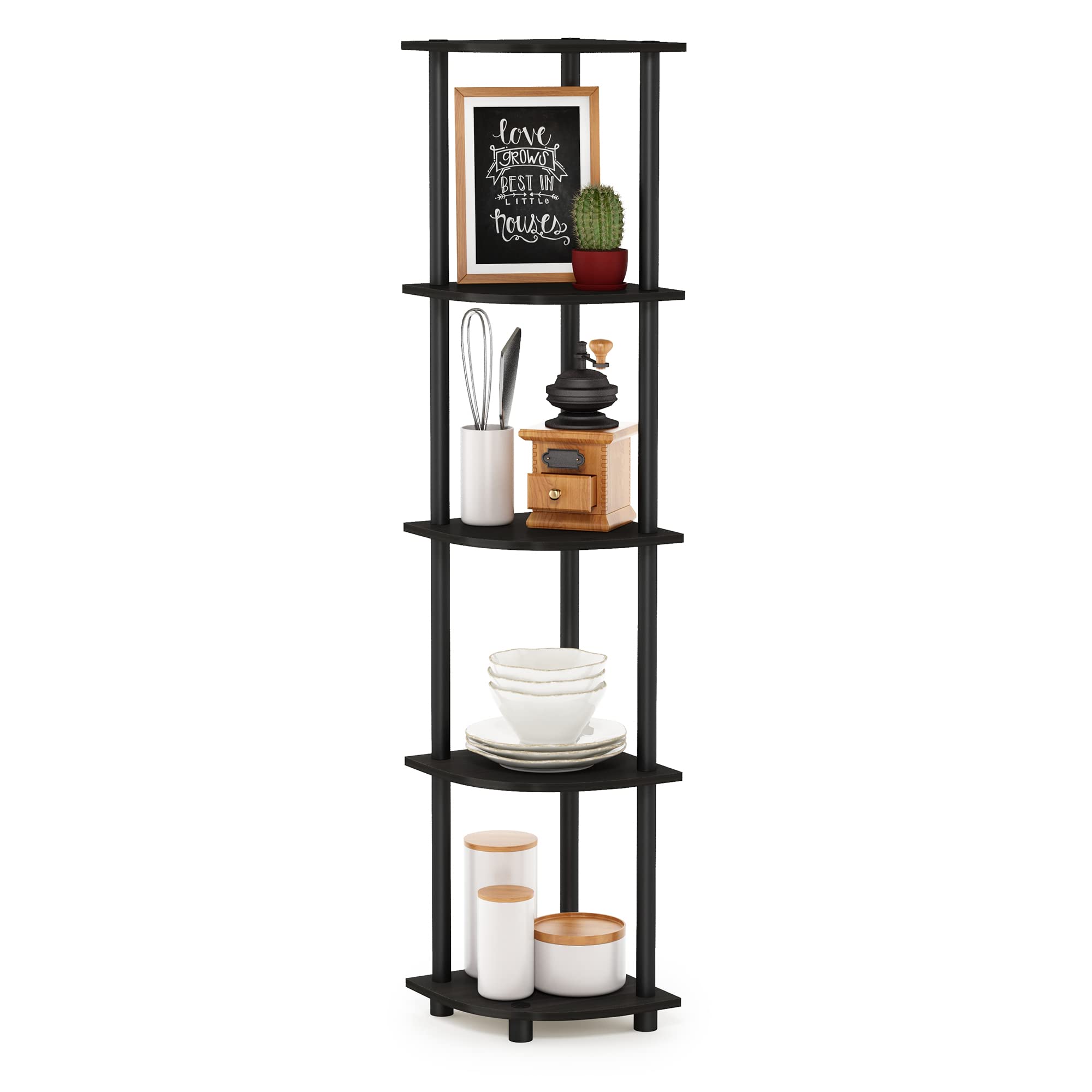 Furinno Turn-N-Tube 5-stöckiges Eckregal Mehrzweckregal, 1er-Pack, Espresso/Schwarz