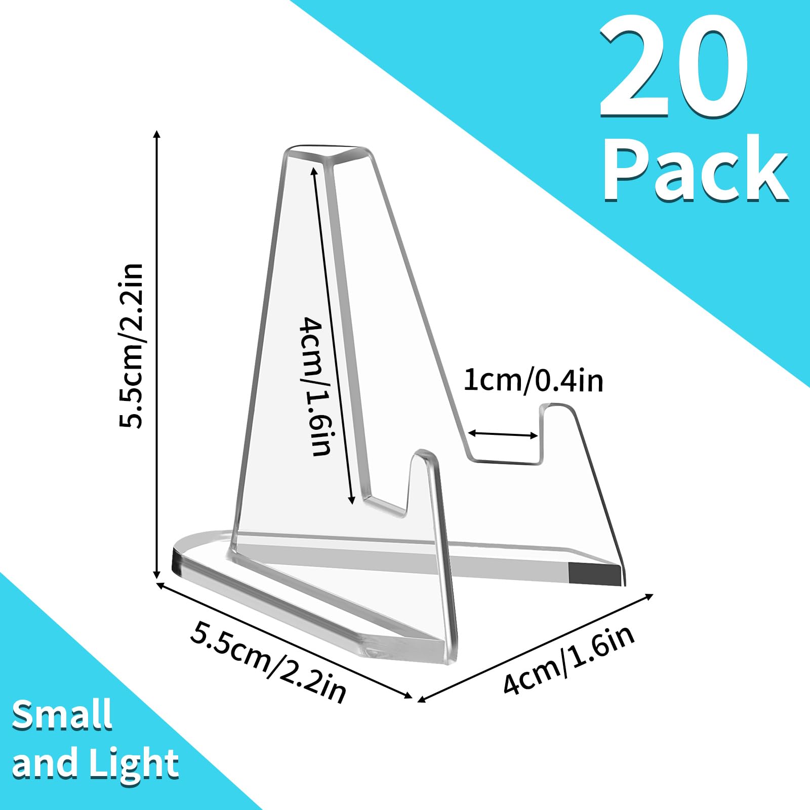 Reastar Card Display Stand, 20 Pack Small Easel Stand, Acrylic Picture Holder Stands, for Challenge Coin Graded Card Sports Card Trading Card PSA Card Baseball Card (2.2 Inch Tall)