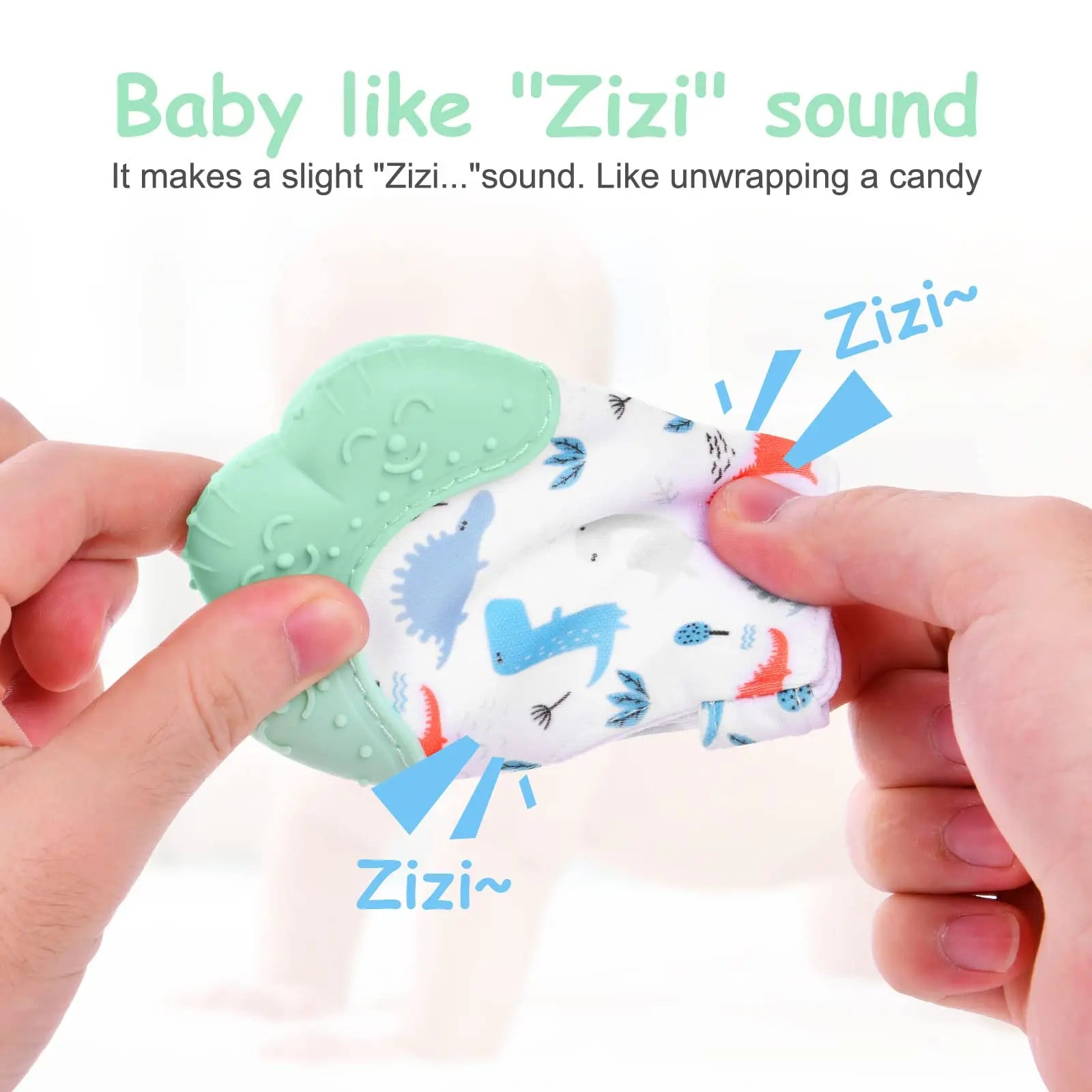 2Pack Silicone Teething Mitt, Soothing Infant Teething Mitten Pain Relief, Prevent Scratches Glove, Safe Silicone Teething Toys for 0-12 Months