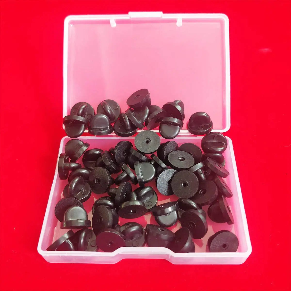 Lapel Pin Backings - Butterfly Clutch Pin Backs in PVC Rubber for Uniform Badge Replacement (Black, Pack of 50)