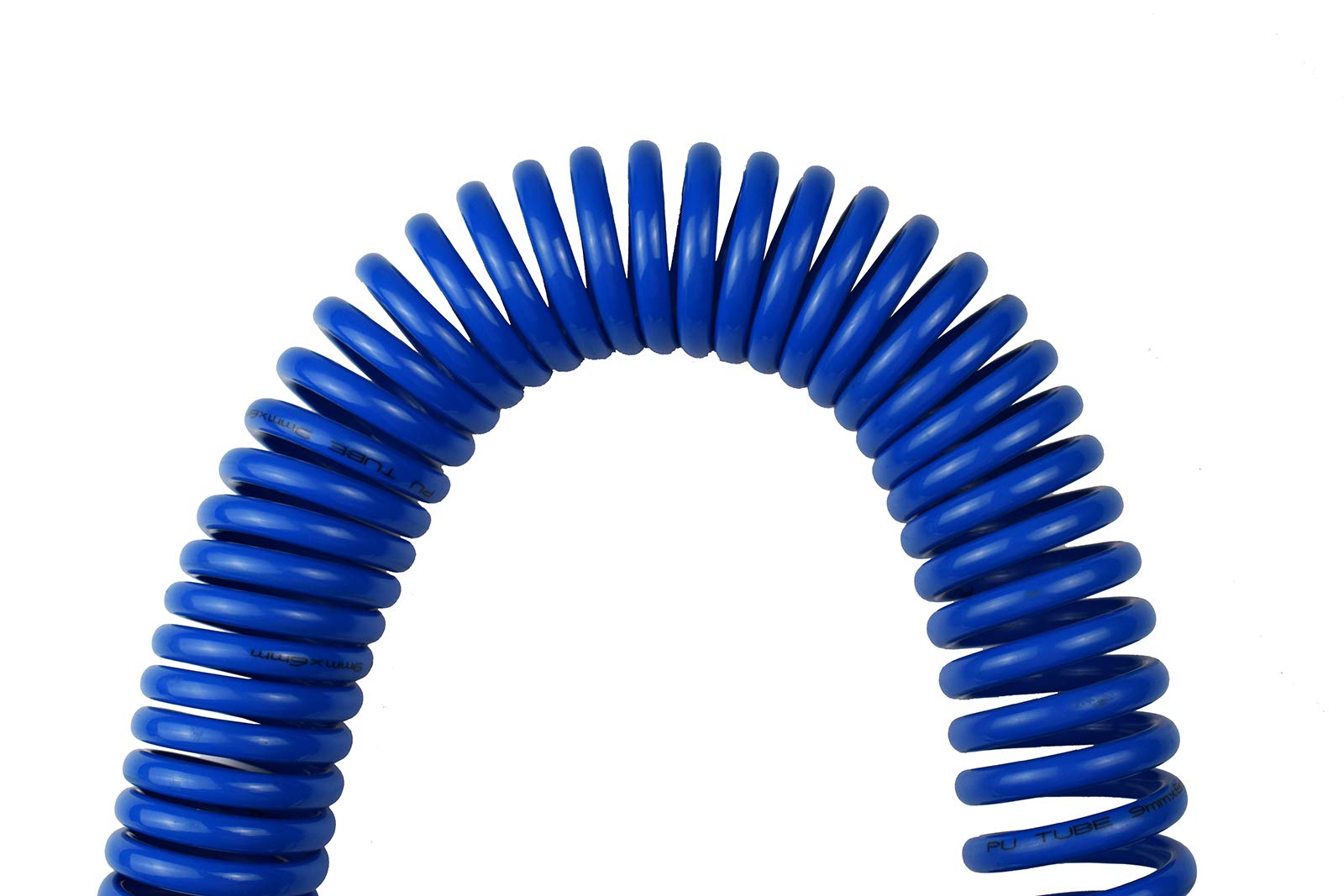 YOTOO Polyurethane Recoil Air Hose, Air Compressor Hose 1/4" Inner Diameter by 25' Long with Bend Restrictor, 1/4" Industrial Quick Coupler and Plug, Blue