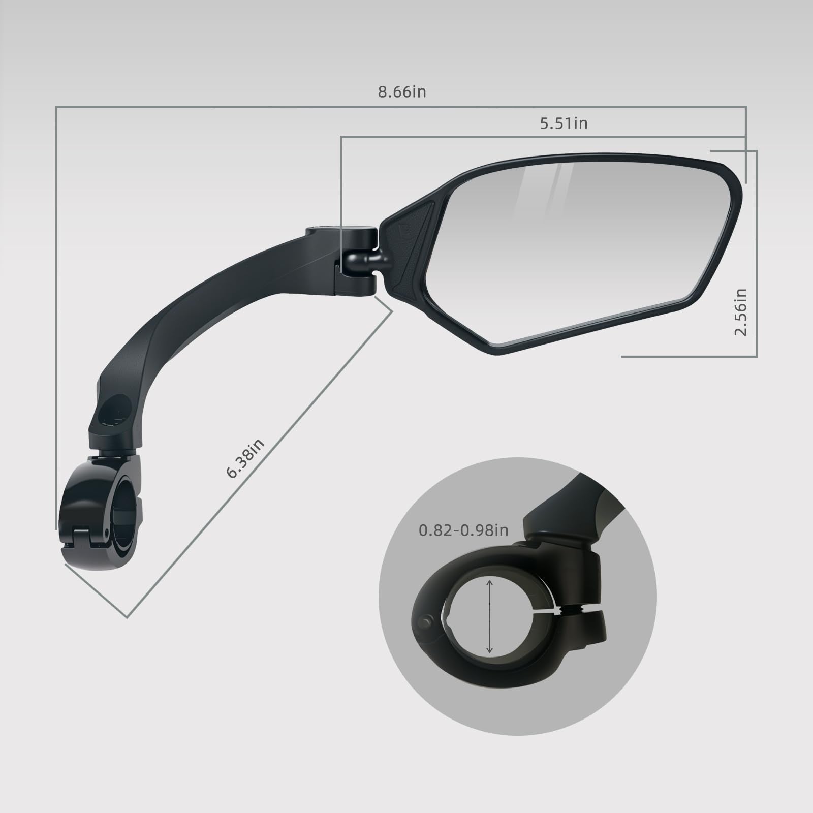 Adjustable Handlebar Bike Mirror, Shatterproof HD Glass Lens, Universal Fit Rearview Bicycle Mirrors, 360° Rotatable, Compatible with Mountain Bikes, E-bikes, Road Bikes(1 Pair)