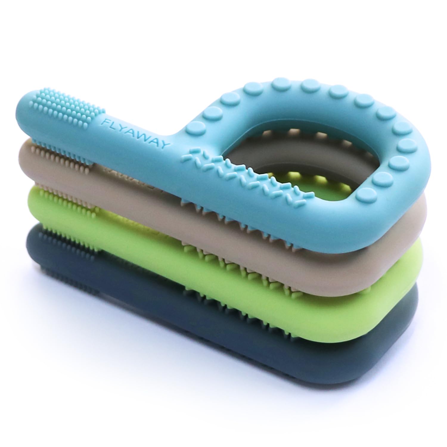 Sensory Chew Toys for Autistic Children 4 Pack, P Shape Sensory Toys for Babies Toddlers, Baby Teething Toys for 3-6 6-12 Months Oral Motor Stimulation, Silicone Chewy Necklaces for Kids Adults