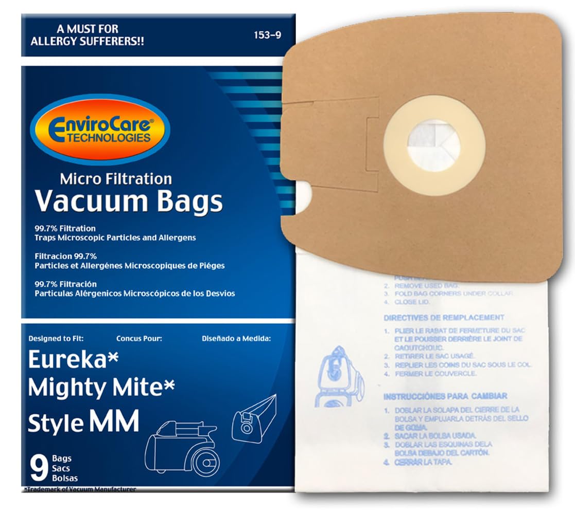 EnviroCare Ersatz-Mikrofiltrationsstaubsaugerbeutel passend für Eureka Style MM Eureka Mighty Mite 3670 und 3680 Serie Kanister 9 Beutel