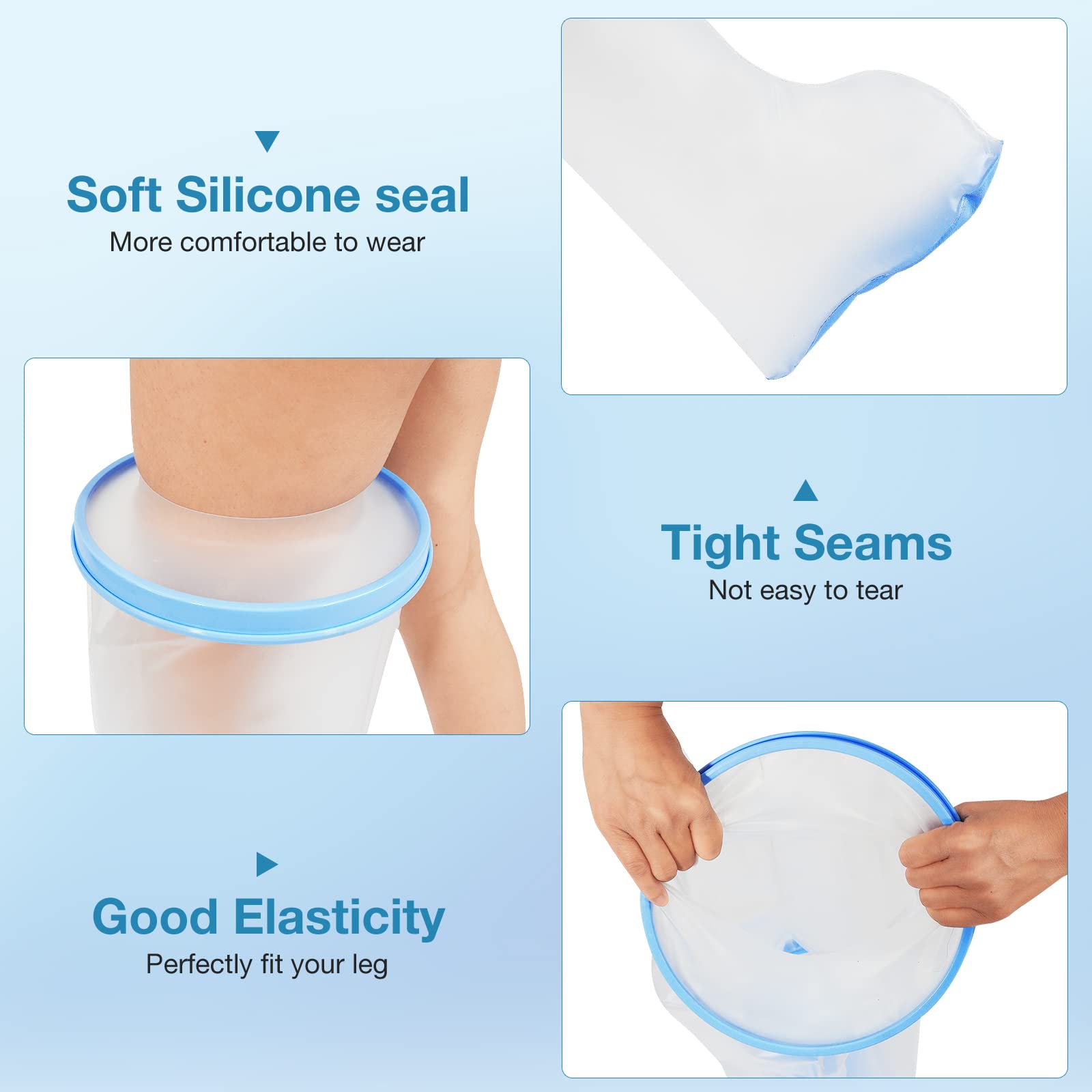 Waterproof Extra Wide Leg Cast Cover for Shower Adults, Extra Large Leg Shower Cover with Non-Slip Bottom, Watertight Foot Protector for Plus Size Adults Surgery Shower Boot