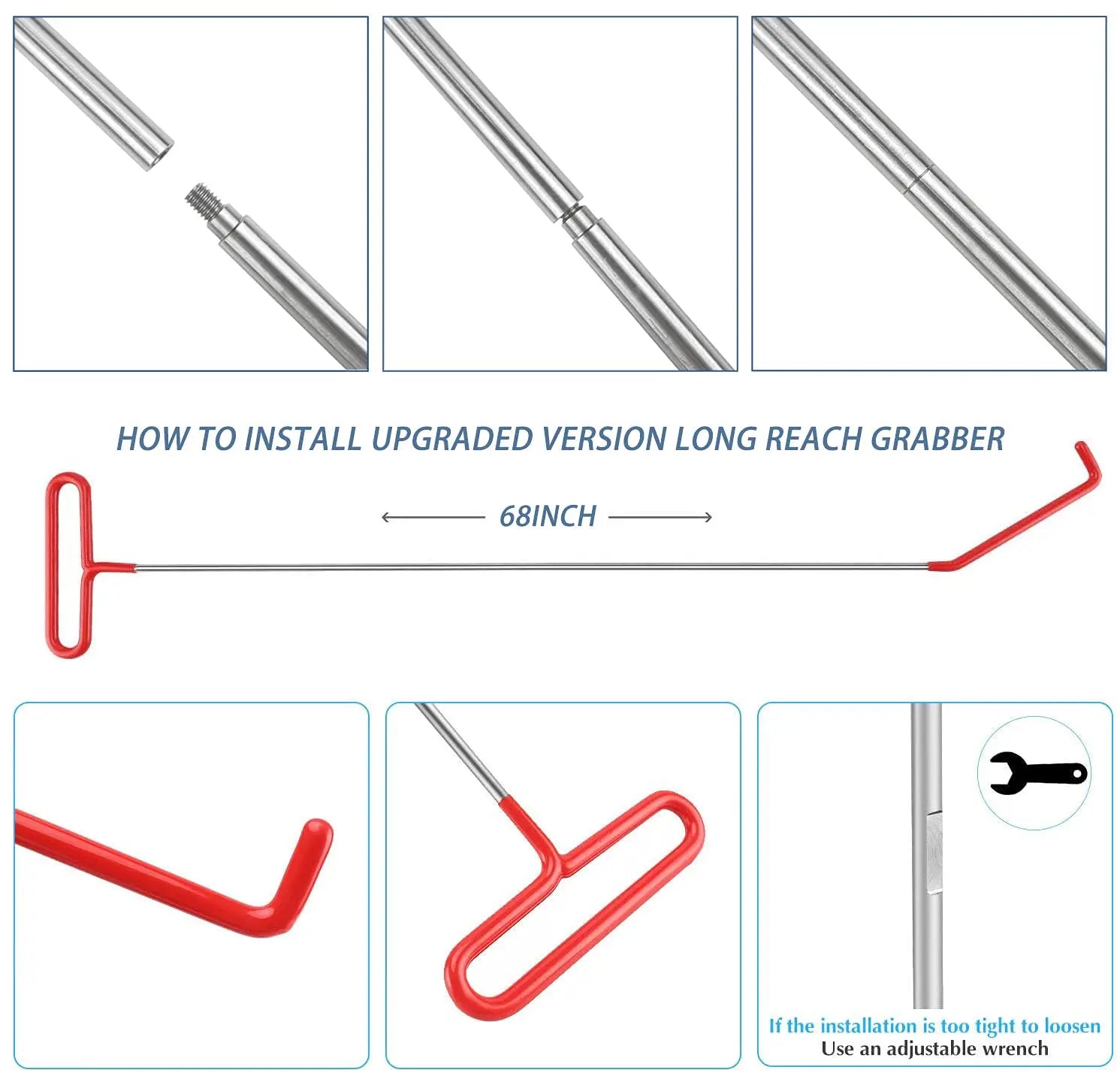 PEPEYYML 5th Wheel Pin Puller, 68 Inch Solid Steel Rod, Fifth Wheel Pin Puller - J-Hook