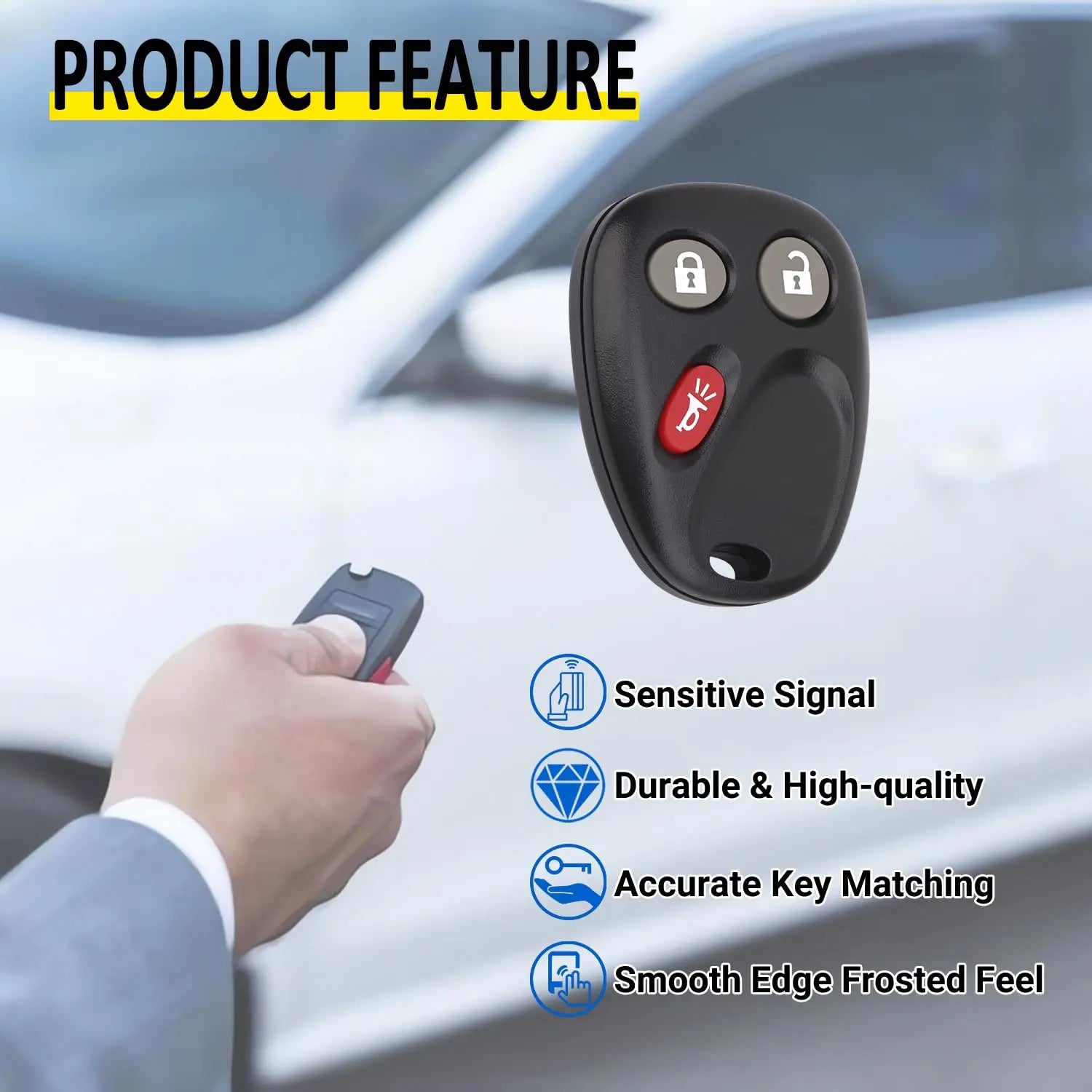 Vurkcy Keyless Entry Remote Key Fob Compatible with Chevy Tahoe Suburban Silverado Avalanche, GMC Sierra Yukon, Cadillac Escalade, Hummer H2 2003 2004 2005 2006, Replacement for LHJ011 (Pack of 2)