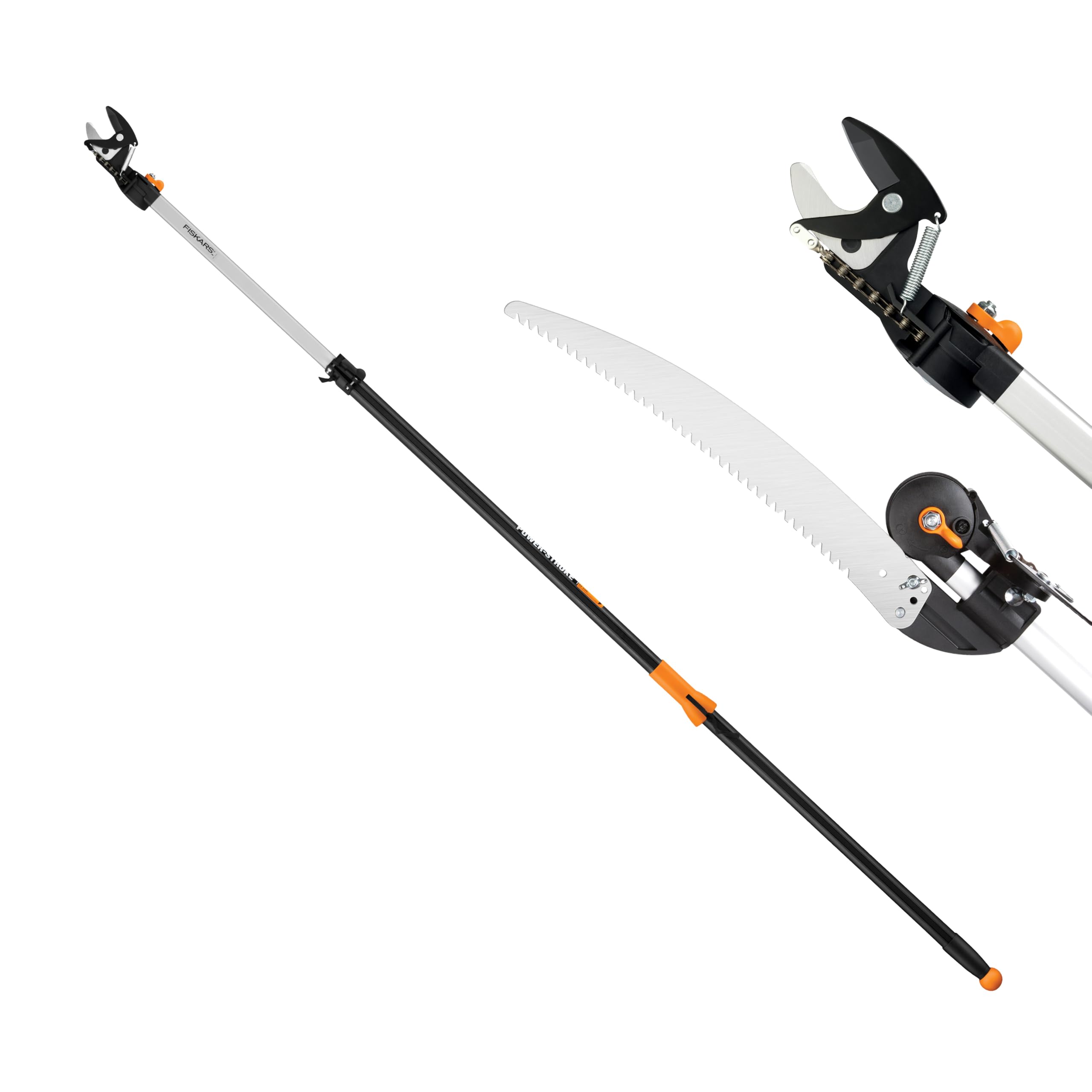 Fiskars 2-in-1 Astschere und Baumsäge mit Teleskopstiel (ausziehbar von 2,4 - 3,6 m) mit drehbarem Kopf, Astschere Modell mit 38 cm doppelt geschliffenem Sägeblatt und doppeltem Verriegelungssystem