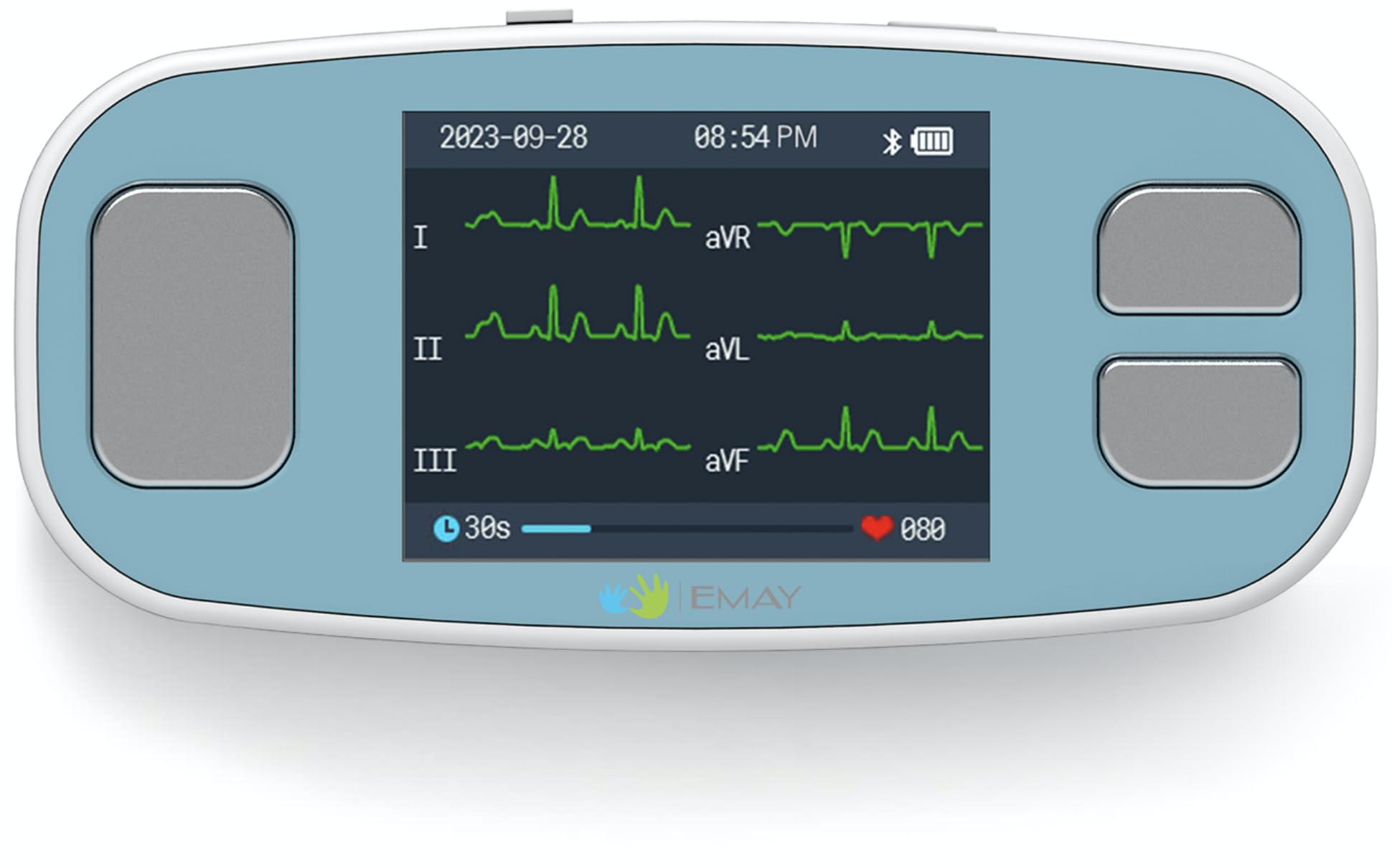 EMAY 6L Tragbares EKG-Gerät | Zeichnet EKG und Herzfrequenz in 6 Kanälen auf | Kompatibel mit Smartphone und PC | Kein Abonnement erforderlich