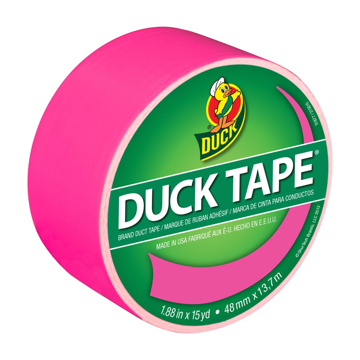 Duck Tape Colored Duct Tape, 1-7/8 Inches x 15 Yards, Neon Pink