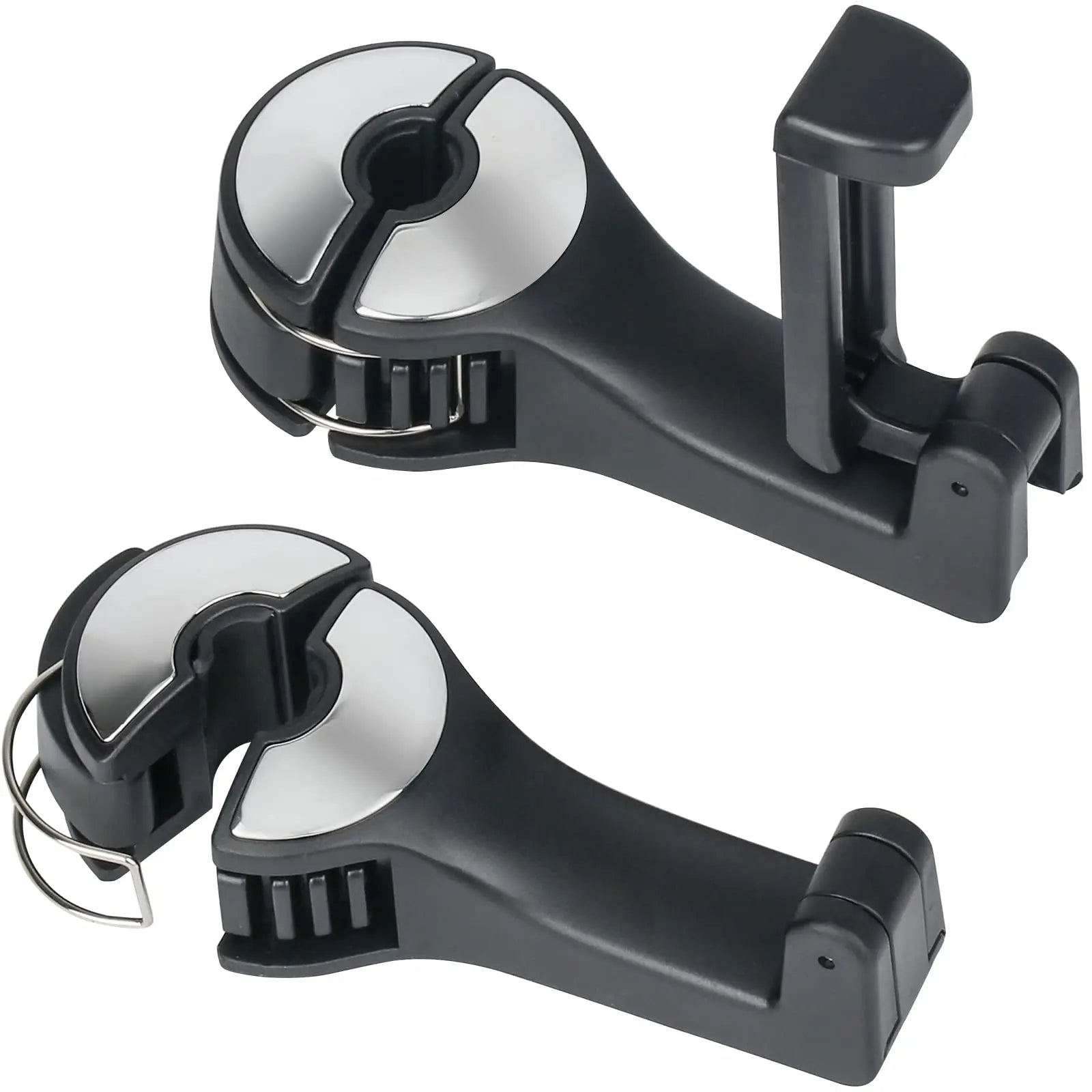 TOOVREN Upgraded 2 Pack Car Headrest Hidden Hook 2 in 1 Car Seat Hooks with Phone Holder for Purse, Backpacks,Toys,and Even Bottle Storage Organizer (Silver)