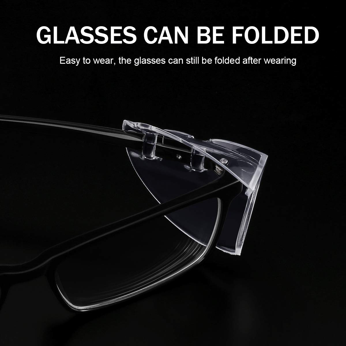 MELASA 2 Pairs Side Shields for Prescription Glasses, Safety Glasses Eye Protection, Slip on Fits Most Small to Large Eyeglasses