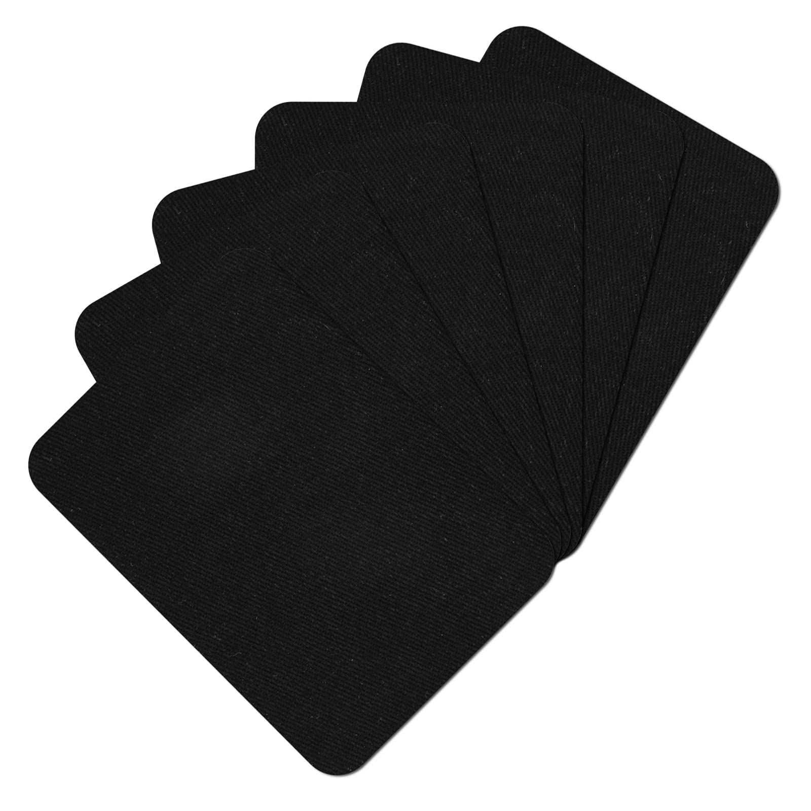 Guokuai Premium Qualitäts-Stoff-Reparaturflicken zum Aufbügeln für Kleidung innen und außen, stärkster Kleber, Baumwolle 7,5 cm x 10,5 cm (6 Stück – Schwarz)