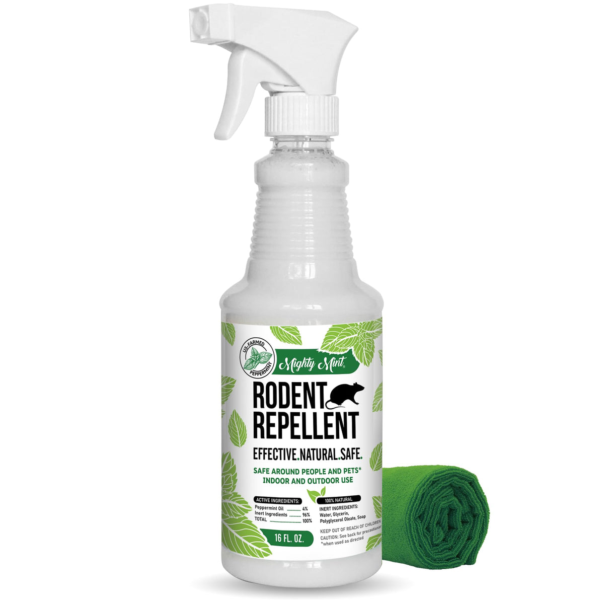Mighty Mint Pfefferminzöl Nagerabwehrspray – Natürliche Innen- und Außenkontrolle für Mäuse und Ratten – Pflanzliche, extra-starke Formel – 473 ml
