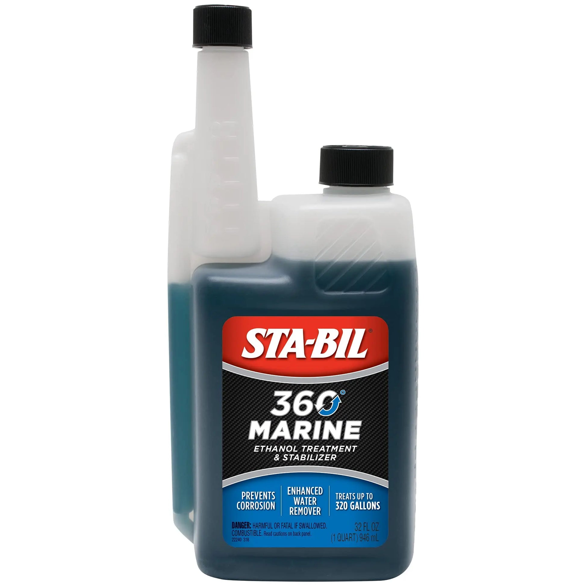 STA-BIL 360 Marine Ethanol Treatment & Fuel Stabilizer - Prevents Rust and Corrosion, Helps Clean Fuel System For Improved In-Season Performance, Treats Up To 320 Gallons, 32oz (22240) , Blue