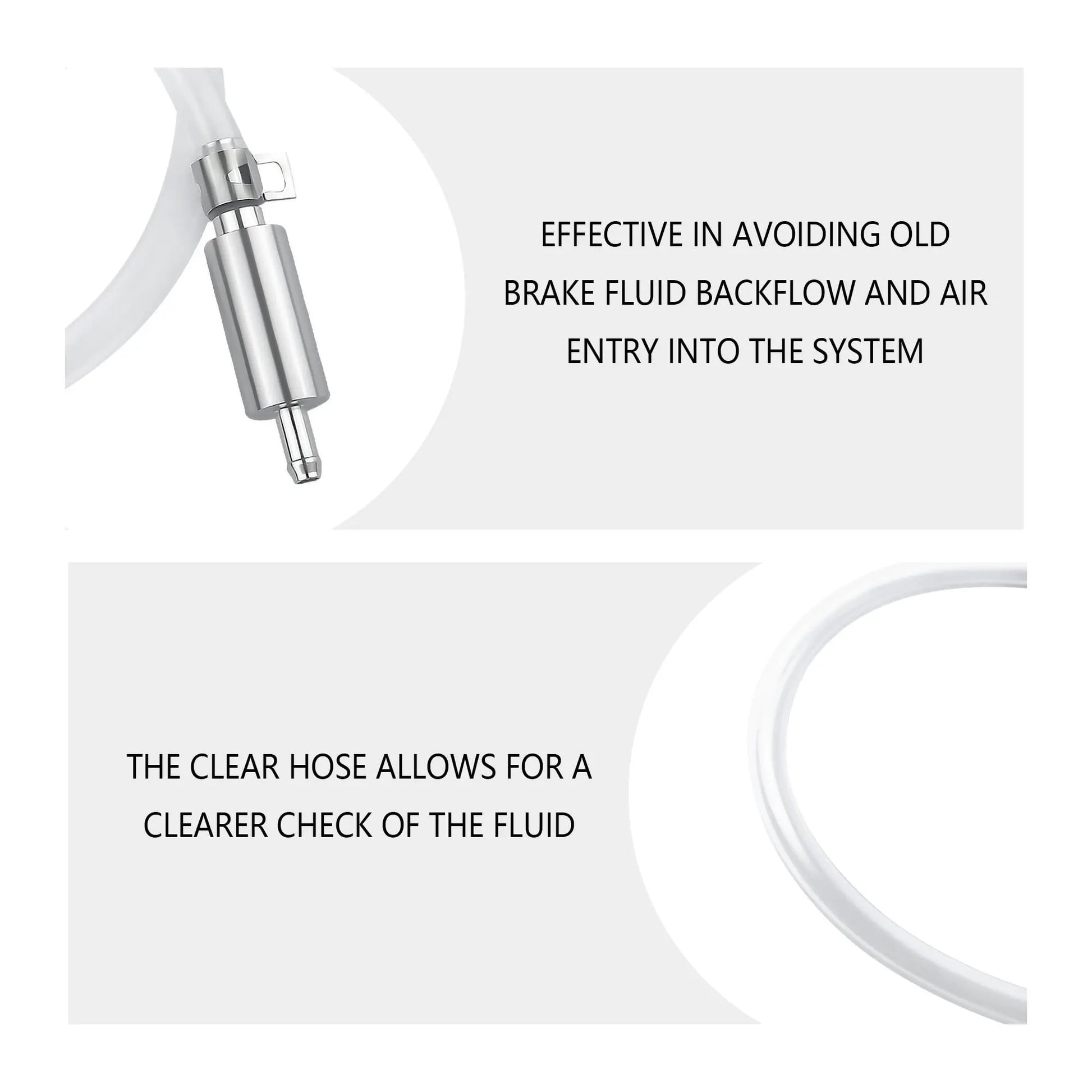 IHOTDER Car Brake Bleeder Hose with One Way Check Valve,Durable Brake Fluid Bleeder Hoses Replacement,Universal Brake Bleeder Tool Car Accessories for Car Motorbike Bike (1 Set)