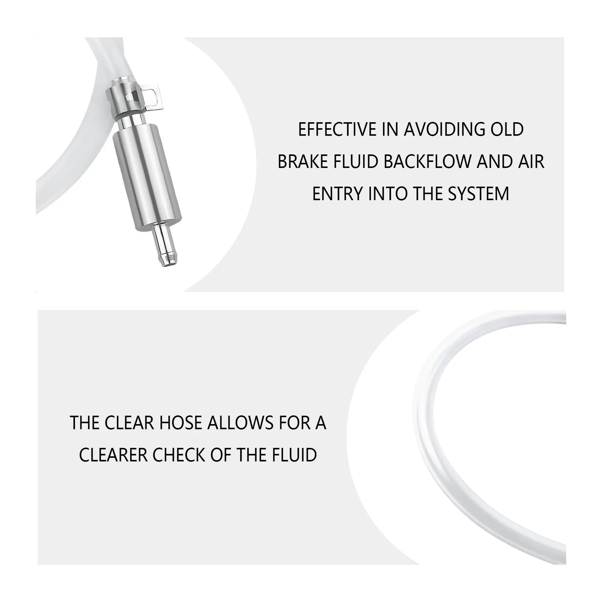 IHOTDER Car Brake Bleeder Hose with One Way Check Valve,Durable Brake Fluid Bleeder Hoses Replacement,Universal Brake Bleeder Tool Car Accessories for Car Motorbike Bike (1 Set)