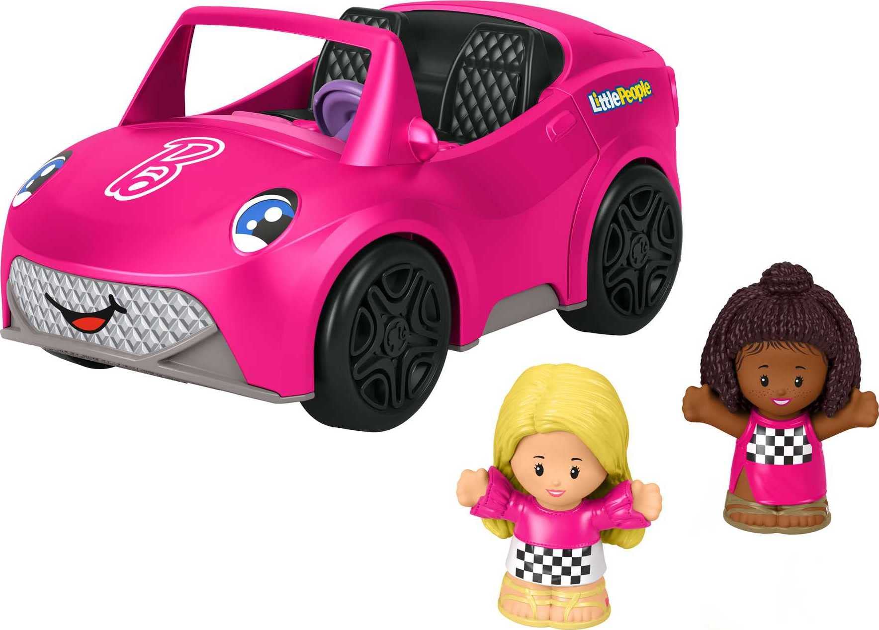 Fisher-Price Little People Barbie Kleinkind-Spielzeugauto Cabrio mit Musik, Geräuschen & 2 Figuren für Rollenspiele ab 18 Monaten