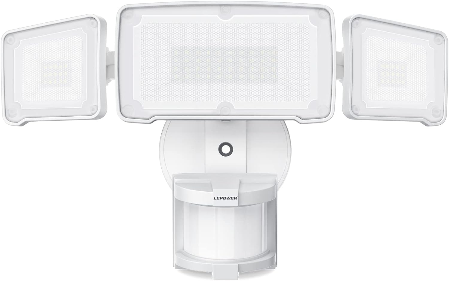 LEPOWER LED Security Lights Motion Sensor Light Outdoor, 38W 4200LM Light, 5500K, IP65 Waterproof, 3 Head Detected Flood Light for Garage, Yard, Porch (White)