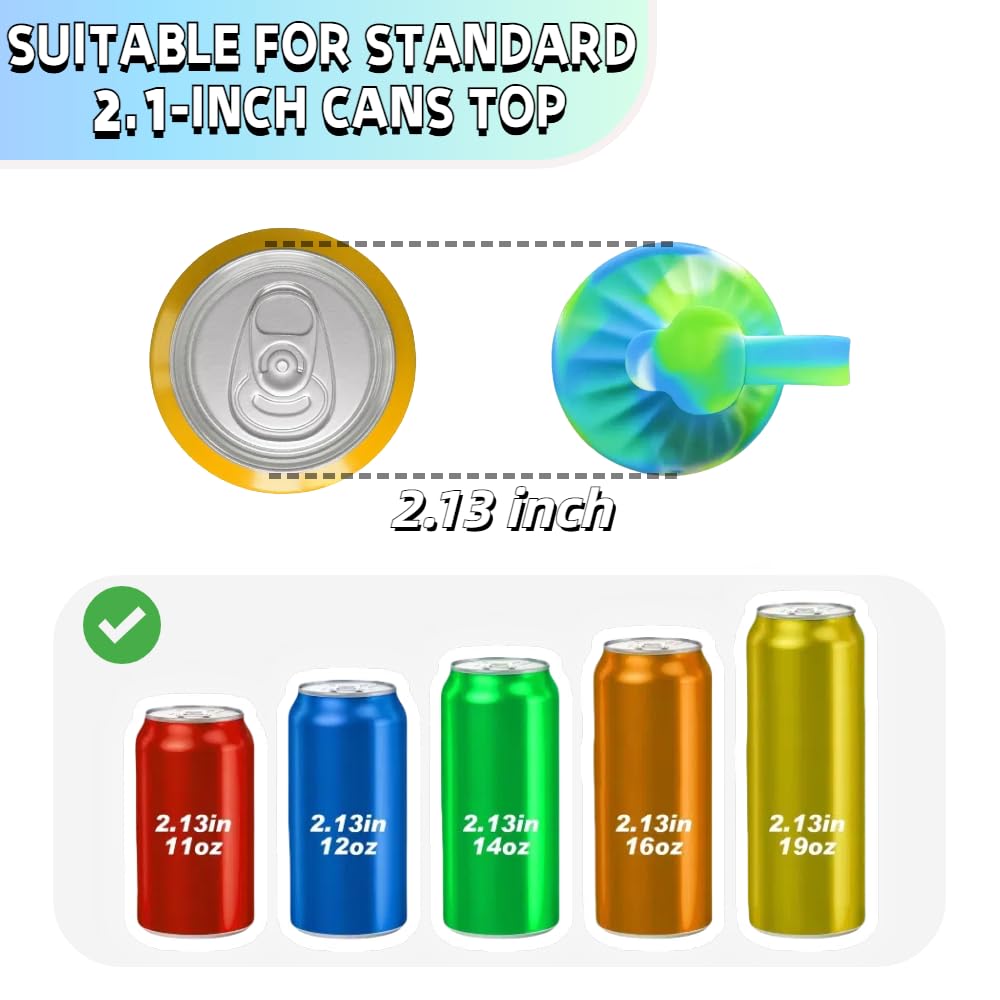 Dipesi 4 Pack Soda Can Lids with Straw,Silicone Soda Can Covers,Pop Can Cover,Energy Drink Canning Lids,BPA-Free,Reusable Can Covers for soda,Coke,Beer,Juice,Fits Standard Cans