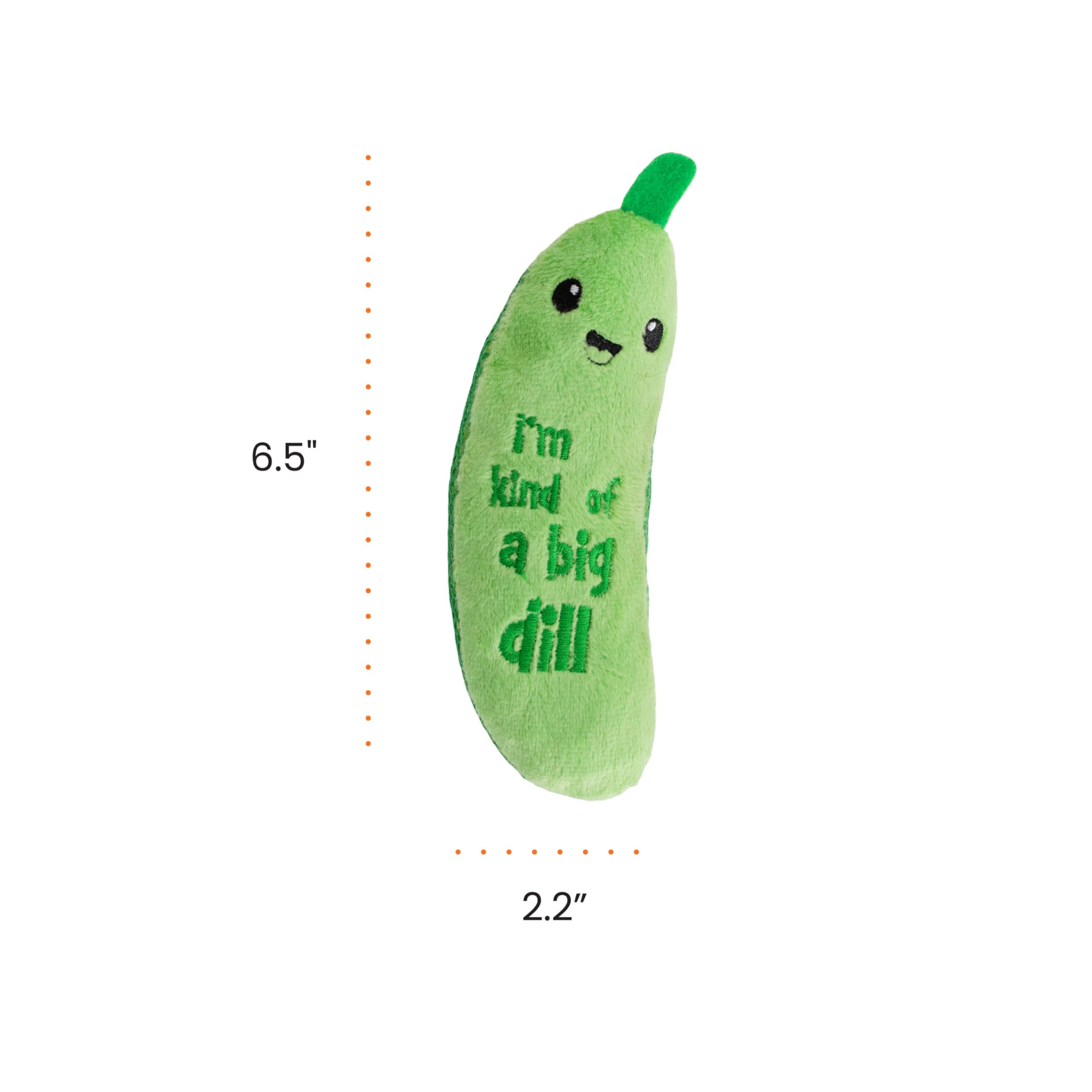 Catstages Crunchy Pickle Kicker Toy with Catnip and Dental Mesh, Pickle Shape, Plush and Crinkle Cat Toy for Kicking, Tossing, and Teeth Cleaning, Green
