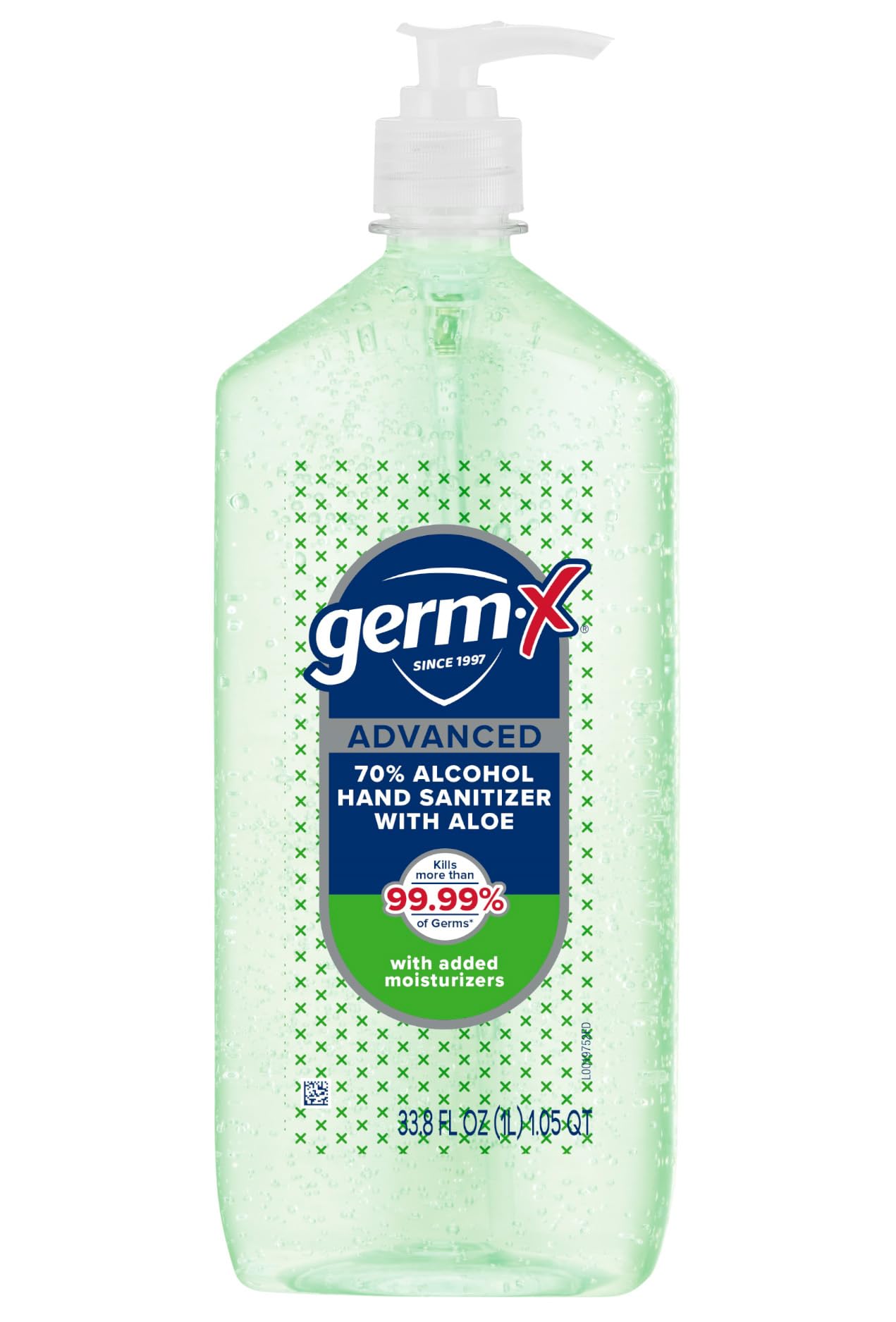 Germ-X Advanced Hand Sanitizer mit Aloe und Vitamin E, nicht austrocknendes Feuchtigkeitsgel, sofortige Anwendung und kein Abspülen erforderlich, Pumpspender, Schulanfangsbedarf, 1 Liter