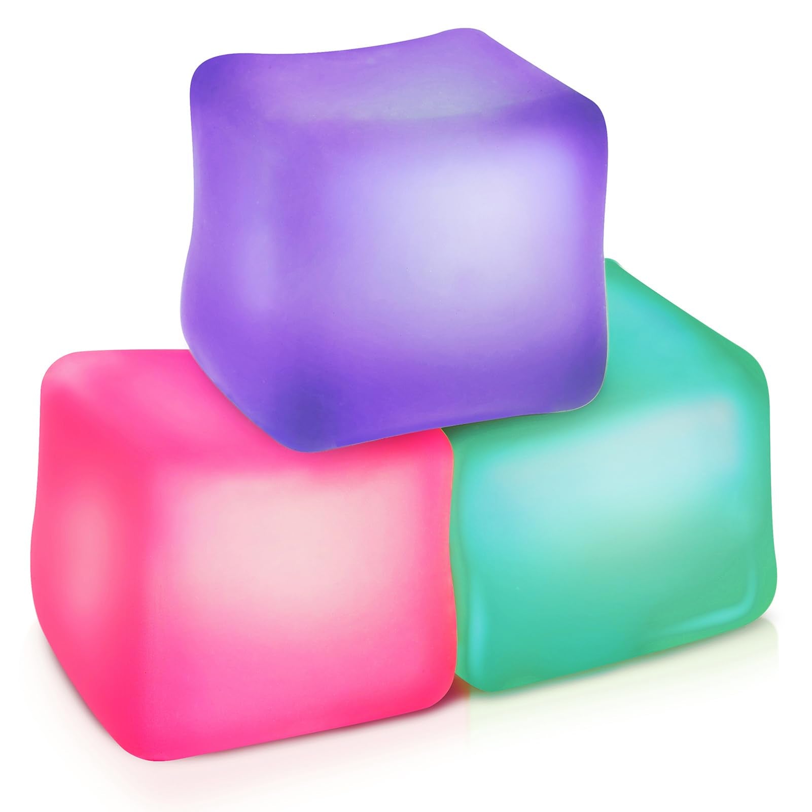 Fidget Toy Stresswürfel 3er-Pack – hochdichter, gelgefüllter 5,3 cm Würfel, Squishy Fidget Toys zur Entspannung, beruhigendes sensorisches Spielzeug für Autismus, Stressbälle für Kinder, Erwachsene, Jugendliche