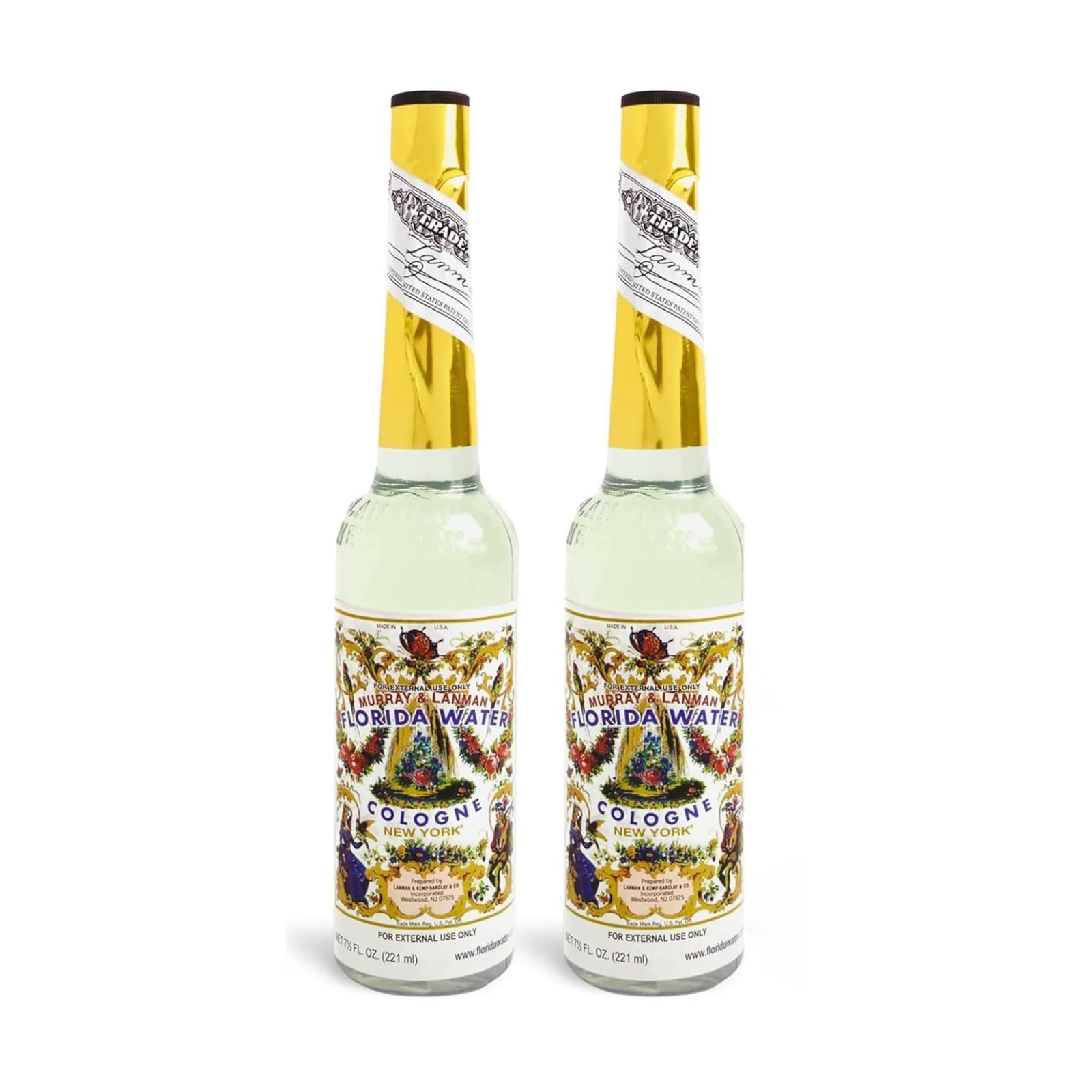 Florida Water, After Shave Kölnisch Wasser, Frischer, sauberer Duft, 2er-Pack mit je 7,5 fl oz Flaschen.